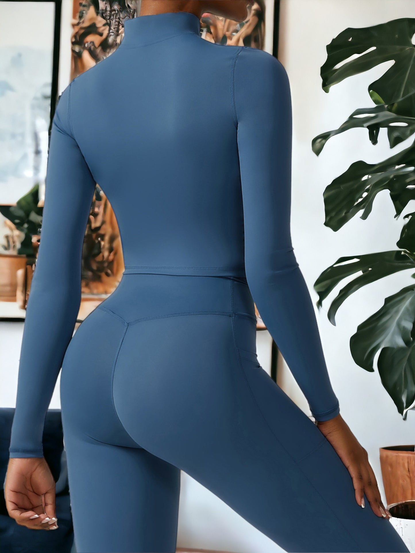 Chaqueta deportiva ajustada de secado rápido con cremallera frontal y mangas largas