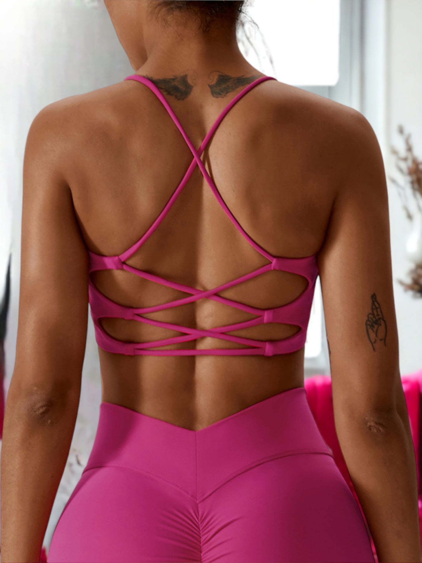 Summer Compression Strapy Back Fitness Sports Bra
