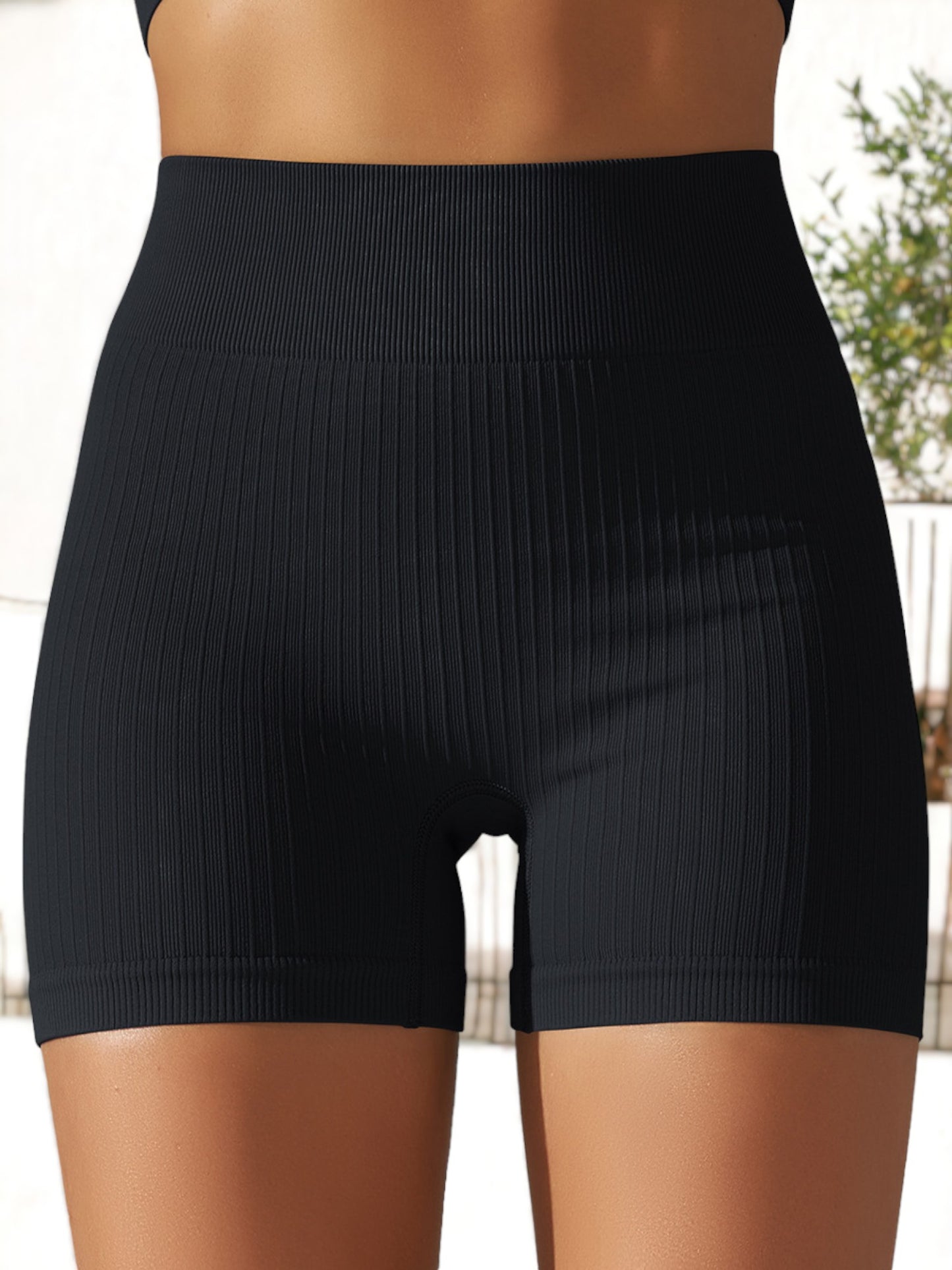 Pantalones cortos deportivos de fitness transpirables, ajustados y de cintura alta sin costuras