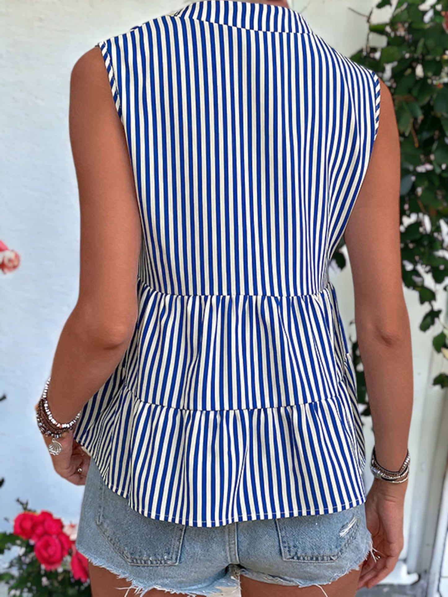 Flat Collar Striped Top