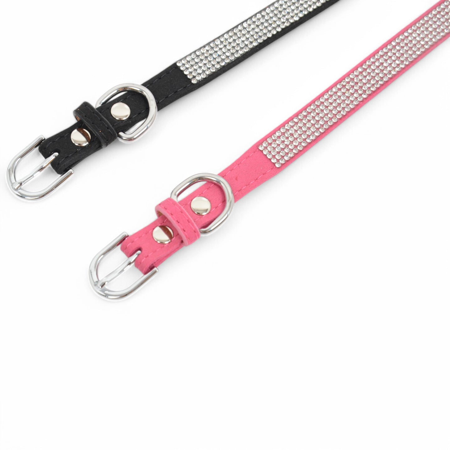 Alilang Sparkling Rhinestone Soft Faux Leather Material Adjustable Dog Collar