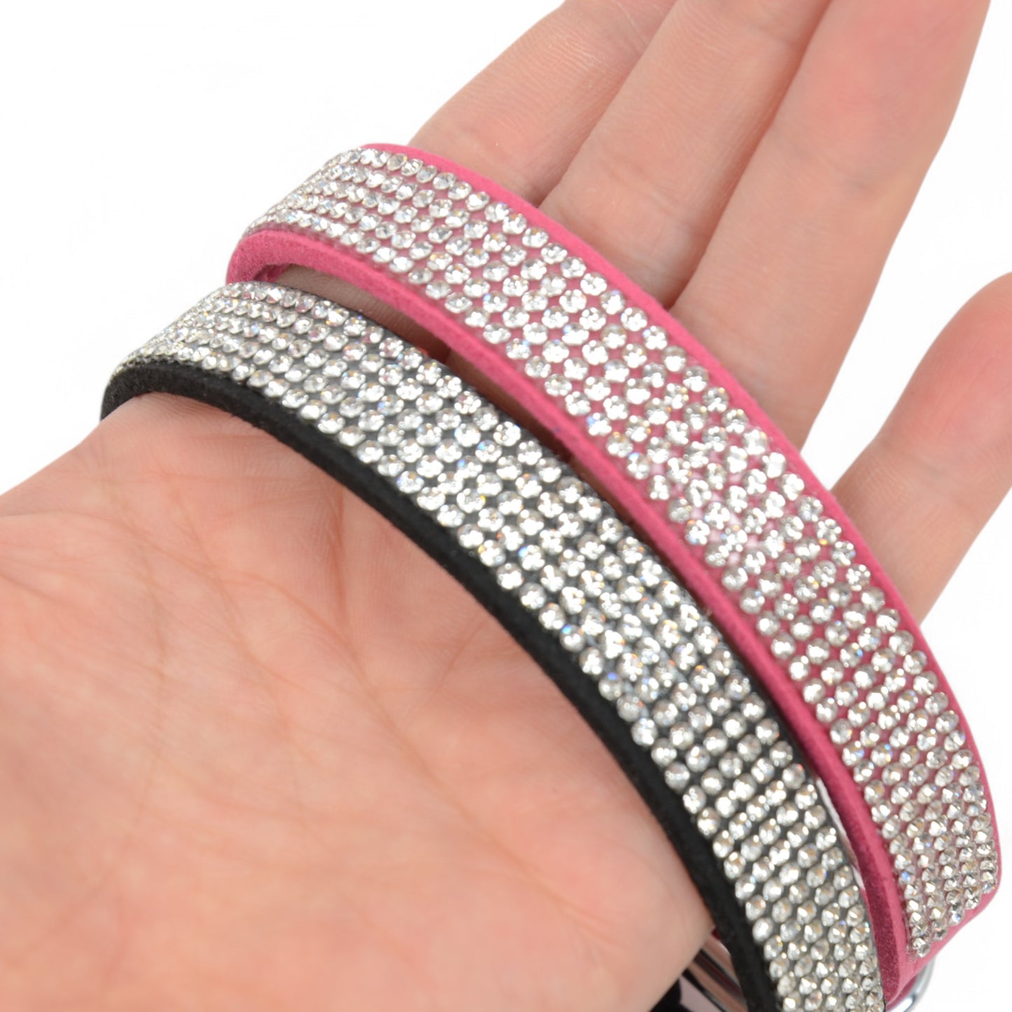 Alilang Sparkling Rhinestone Soft Faux Leather Material Adjustable Dog Collar