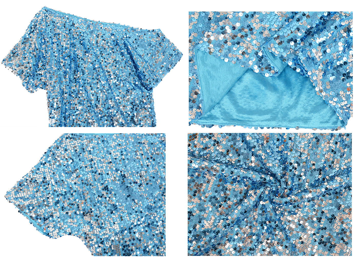 Plus Size One Shoulder Sequin Top