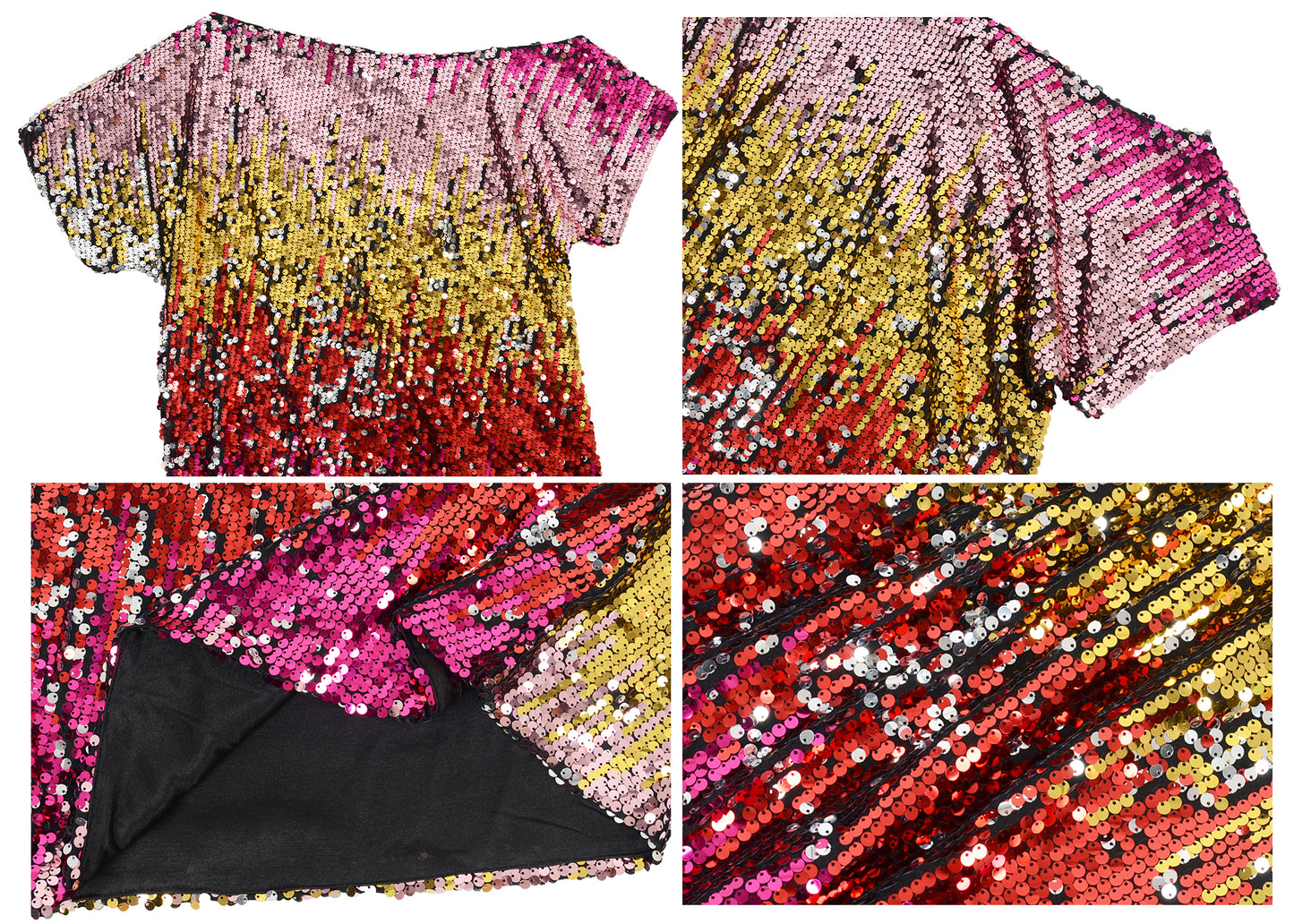 Plus Size One Shoulder Sequin Top