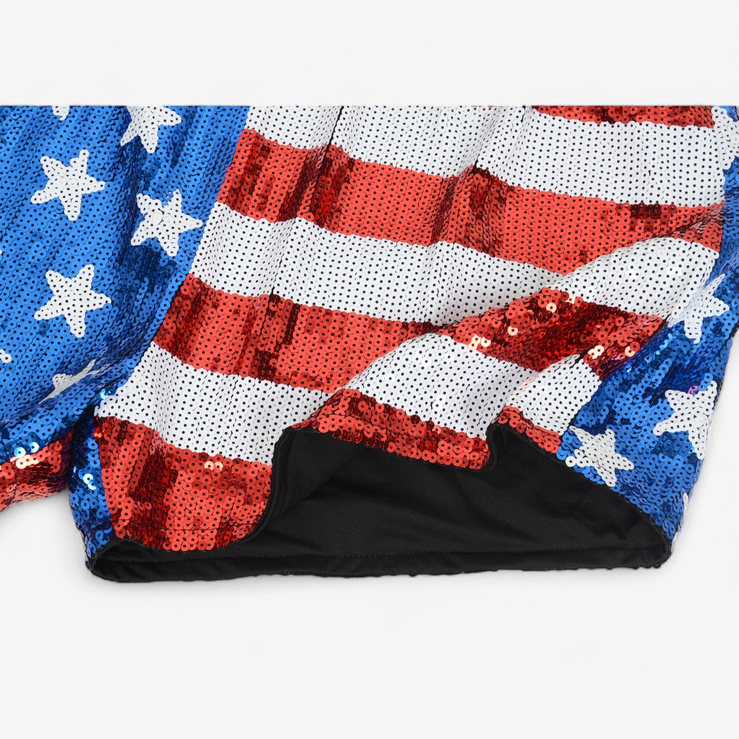 Anna-Kaci Women's Sequin High-Waisted Shorts with Star and Stripe Pattern