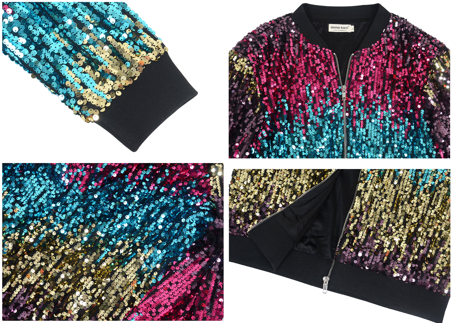 Plus Size Sequin Bomber Jacket