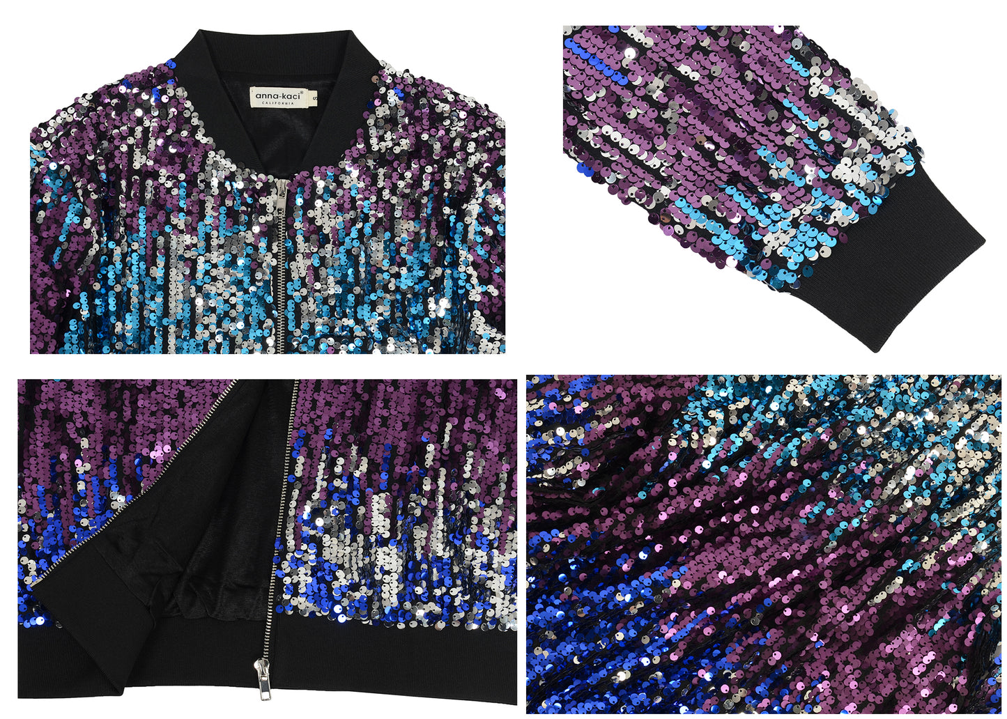 Plus Size Sequin Bomber Jacket