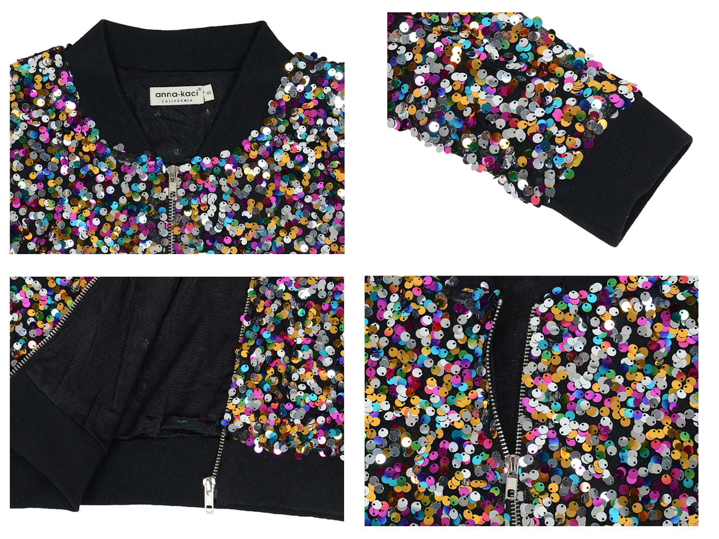 Plus Size Sequin Bomber Jacket