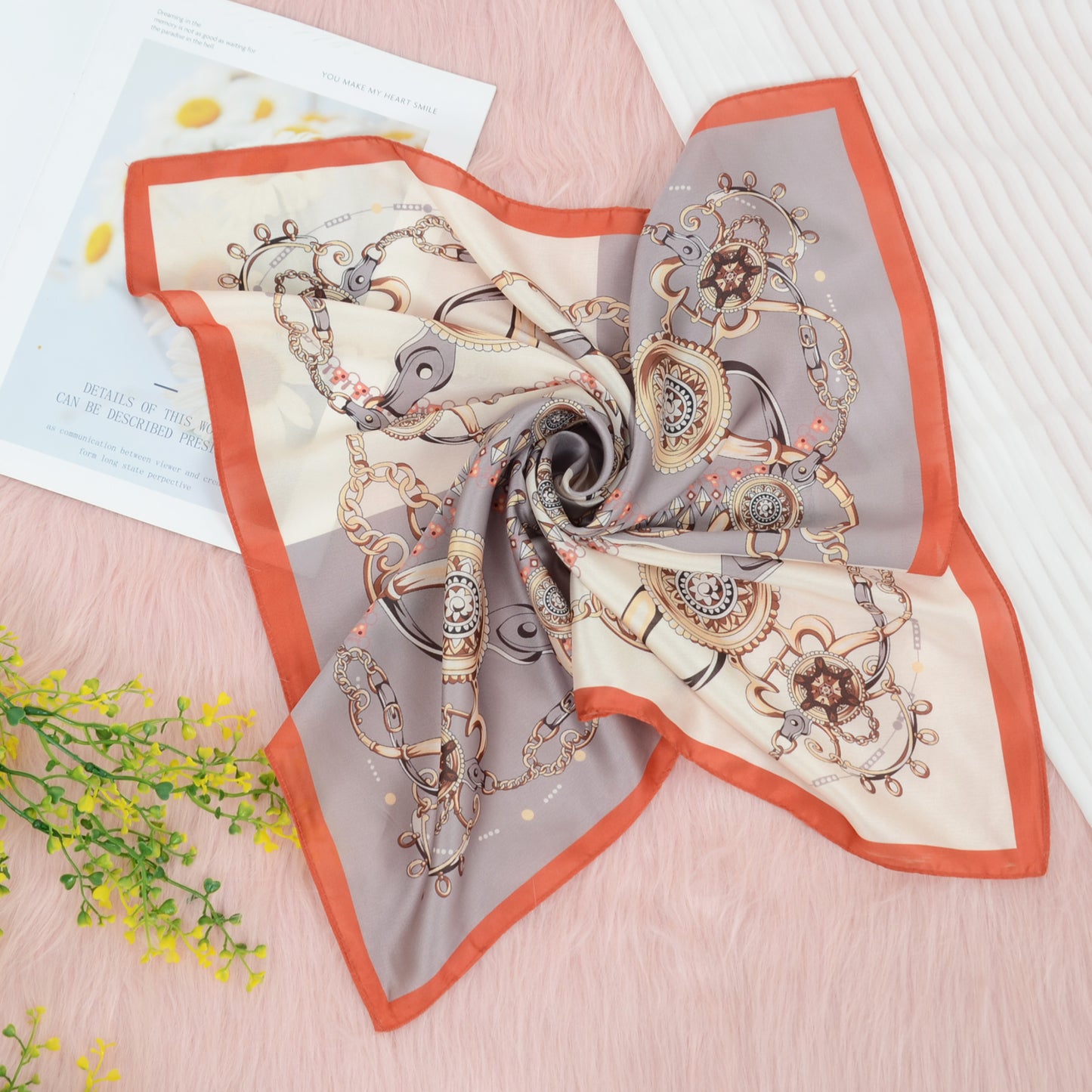 Anna-Kaci Silk Feeling Hair Scarf Small Square Satin Head Scarf Neckerchief Women 23 Inches