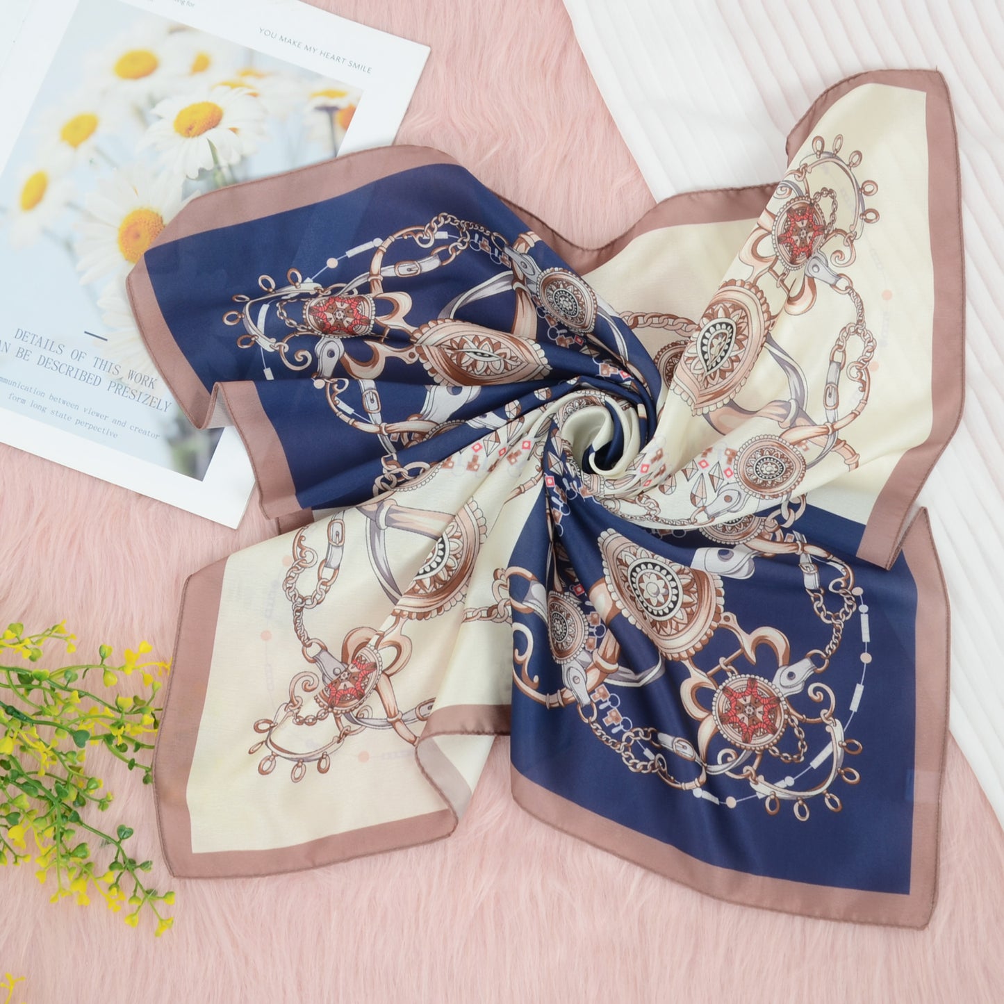 Anna-Kaci Silk Feeling Hair Scarf Small Square Satin Head Scarf Neckerchief Women 23 Inches