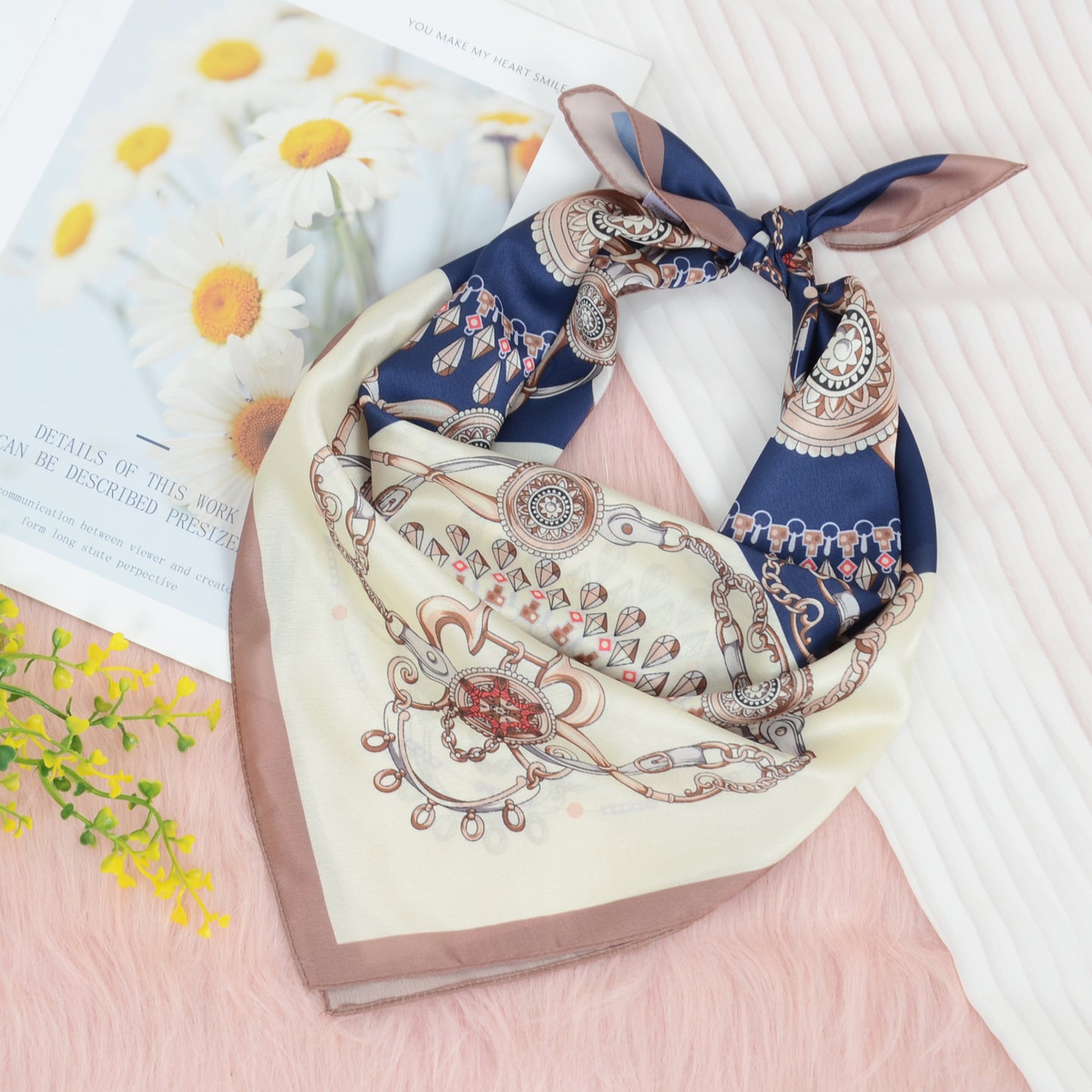 Anna-Kaci Silk Feeling Hair Scarf Small Square Satin Head Scarf Neckerchief Women 23 Inches