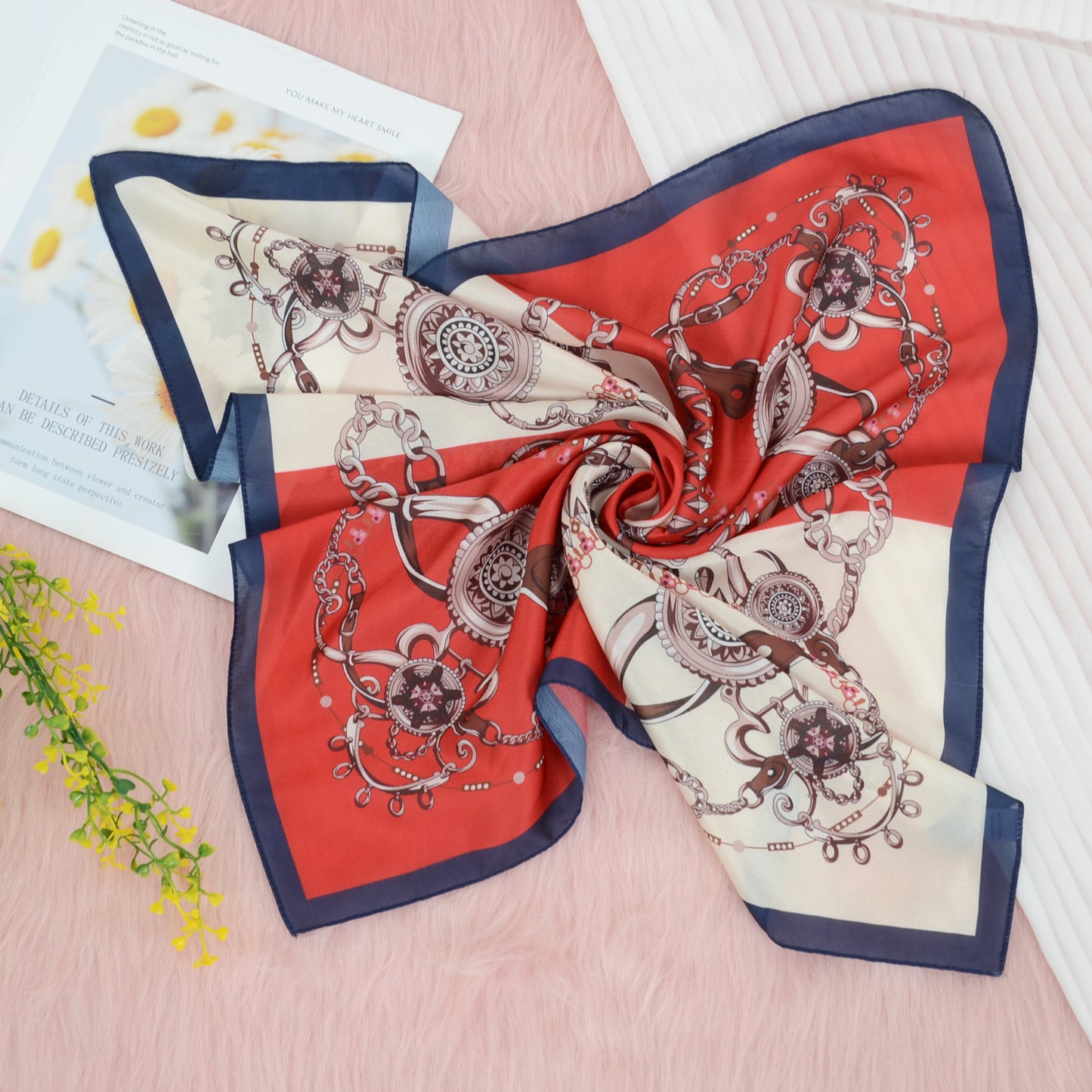 Anna-Kaci Silk Feeling Hair Scarf Small Square Satin Head Scarf Neckerchief Women 23 Inches