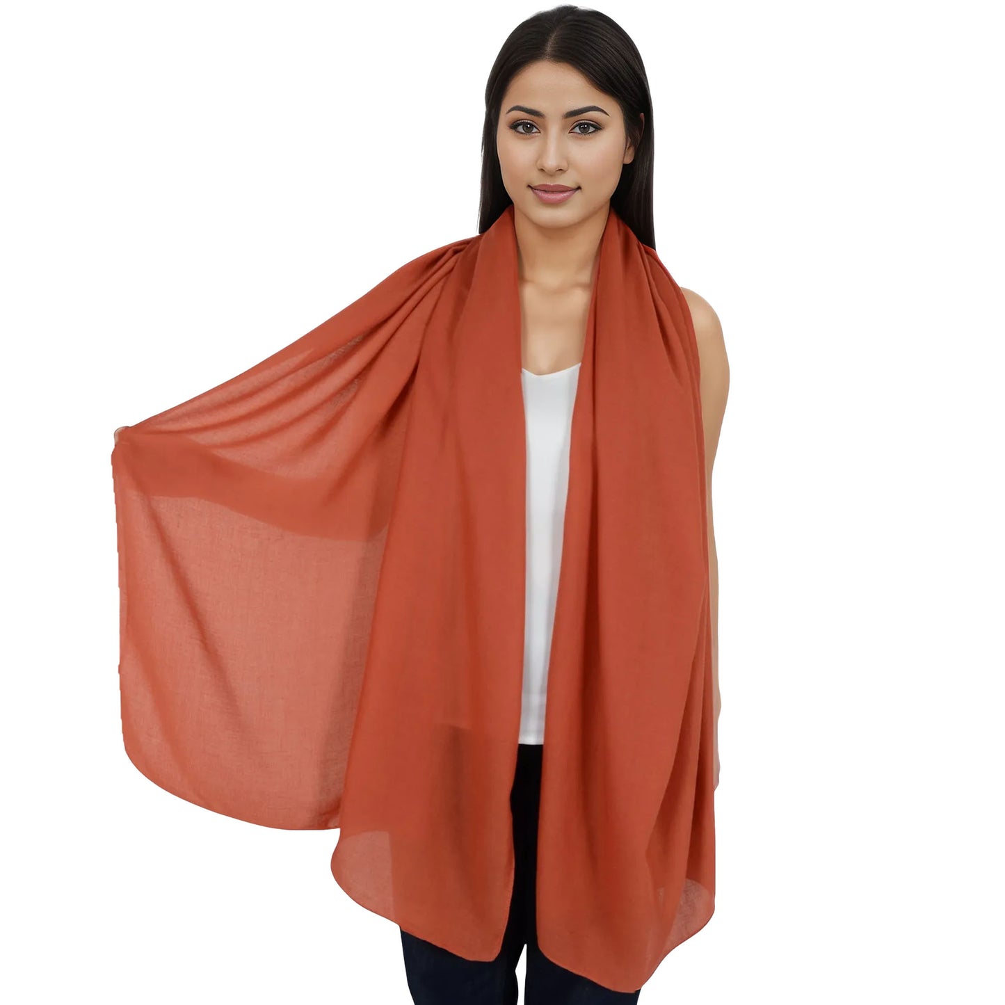Anna-Kaci Womens Lightweight Chiffon Long Fashion Scarves Solid Color Fall Wrap Shawls