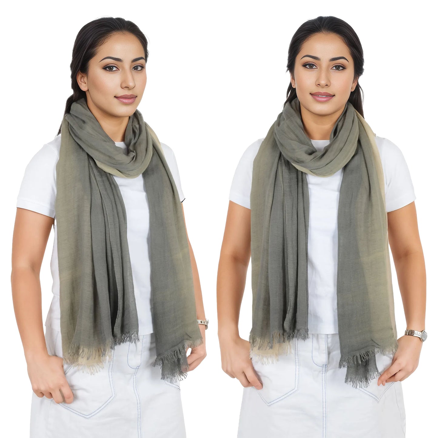 Alilang Lightweight Cotton Linen Scarf Gradient Colors Long Travel Scarf Wrap Shawl for Women 74.8in x 35.4in