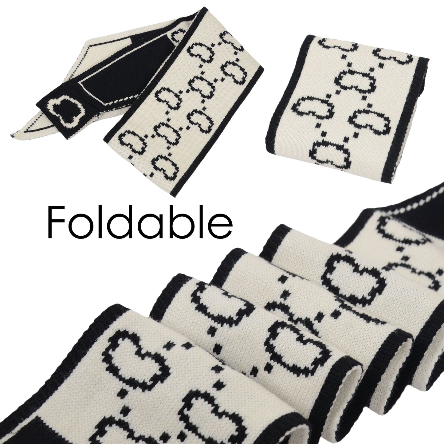 Alilang Skinny Knitted Scarf Letter Animal Pattern Pull-Through Design Winter Neckerchief Scarf for Women