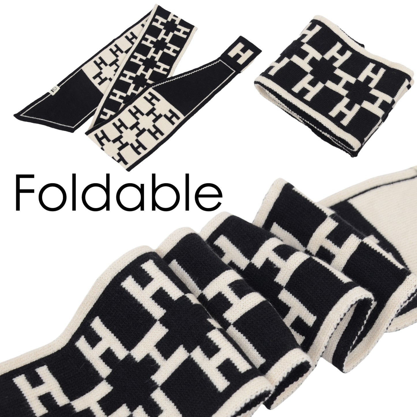 Alilang Skinny Knitted Scarf Letter Animal Pattern Pull-Through Design Winter Neckerchief Scarf for Women