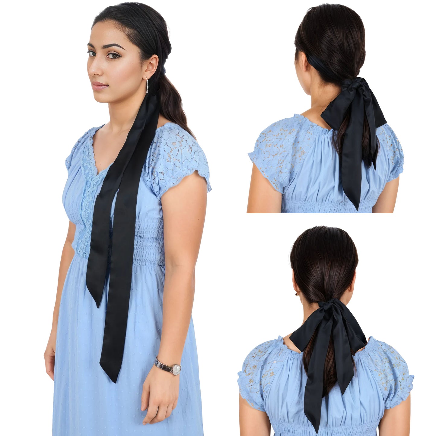 Alilang Women's Solid Color Ribbon Scarf Long Neckerchief Satin Belt Necktie Headscarf Narrow Scarf