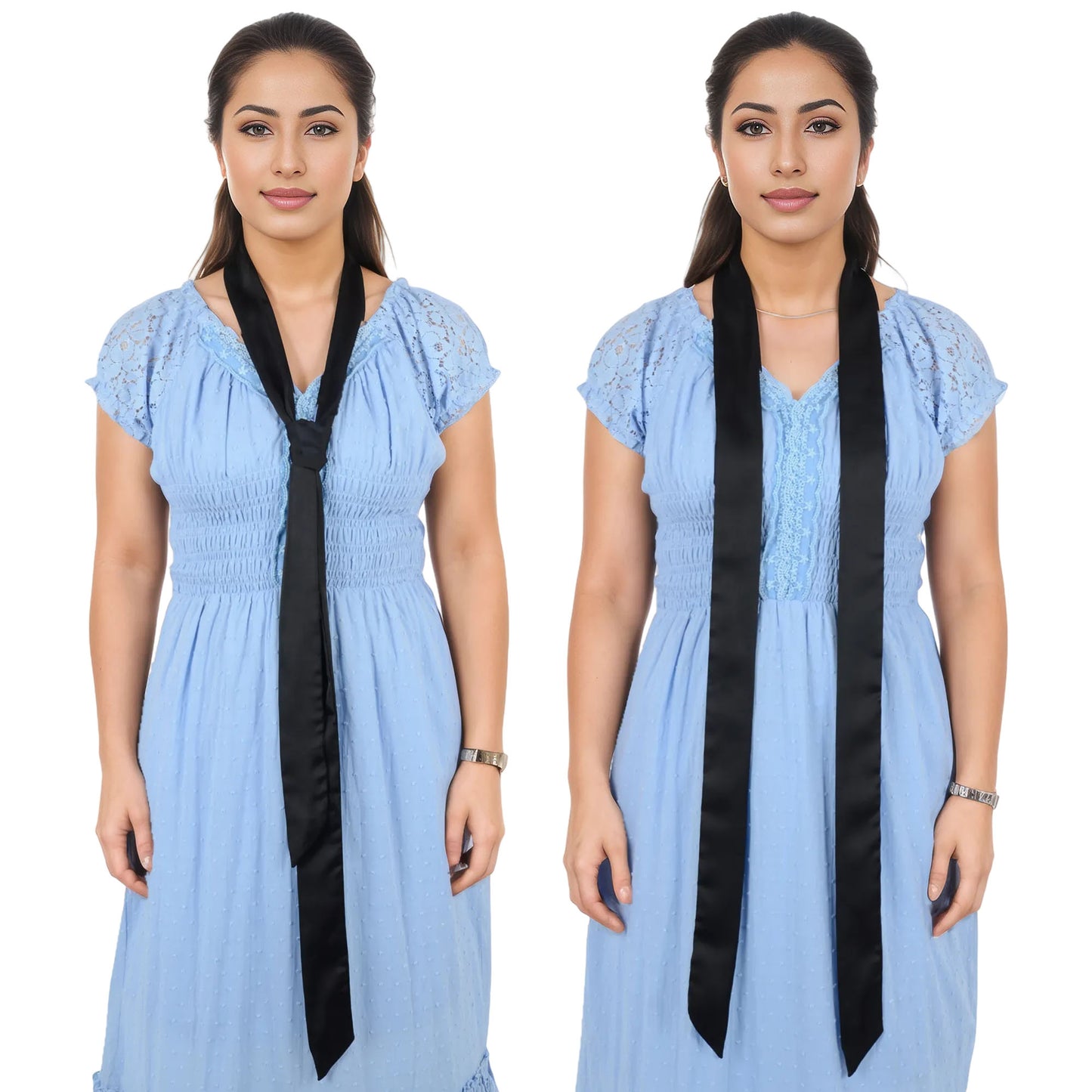 Alilang Women's Solid Color Ribbon Scarf Long Neckerchief Satin Belt Necktie Headscarf Narrow Scarf