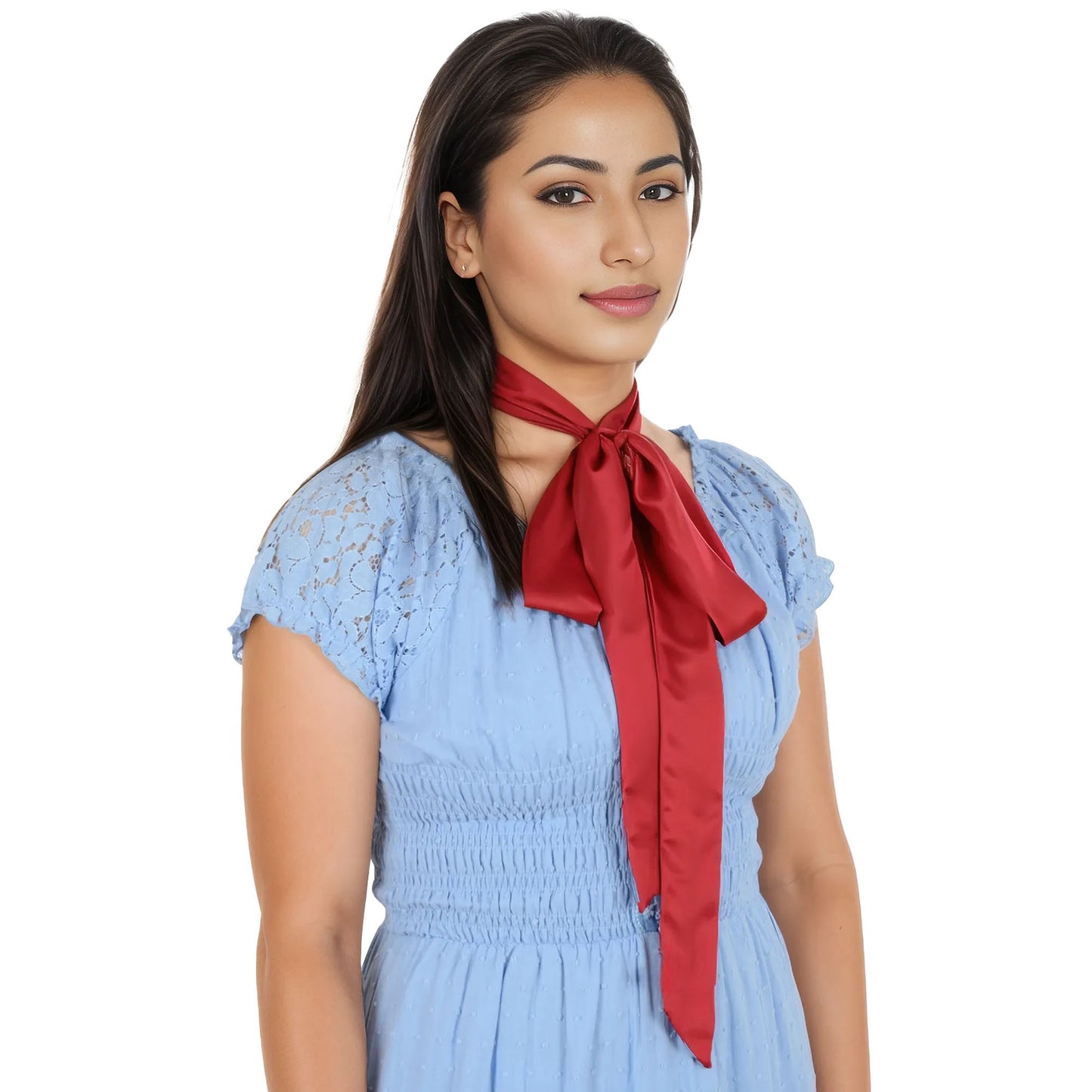 Alilang Women's Solid Color Ribbon Scarf Long Neckerchief Satin Belt Necktie Headscarf Narrow Scarf
