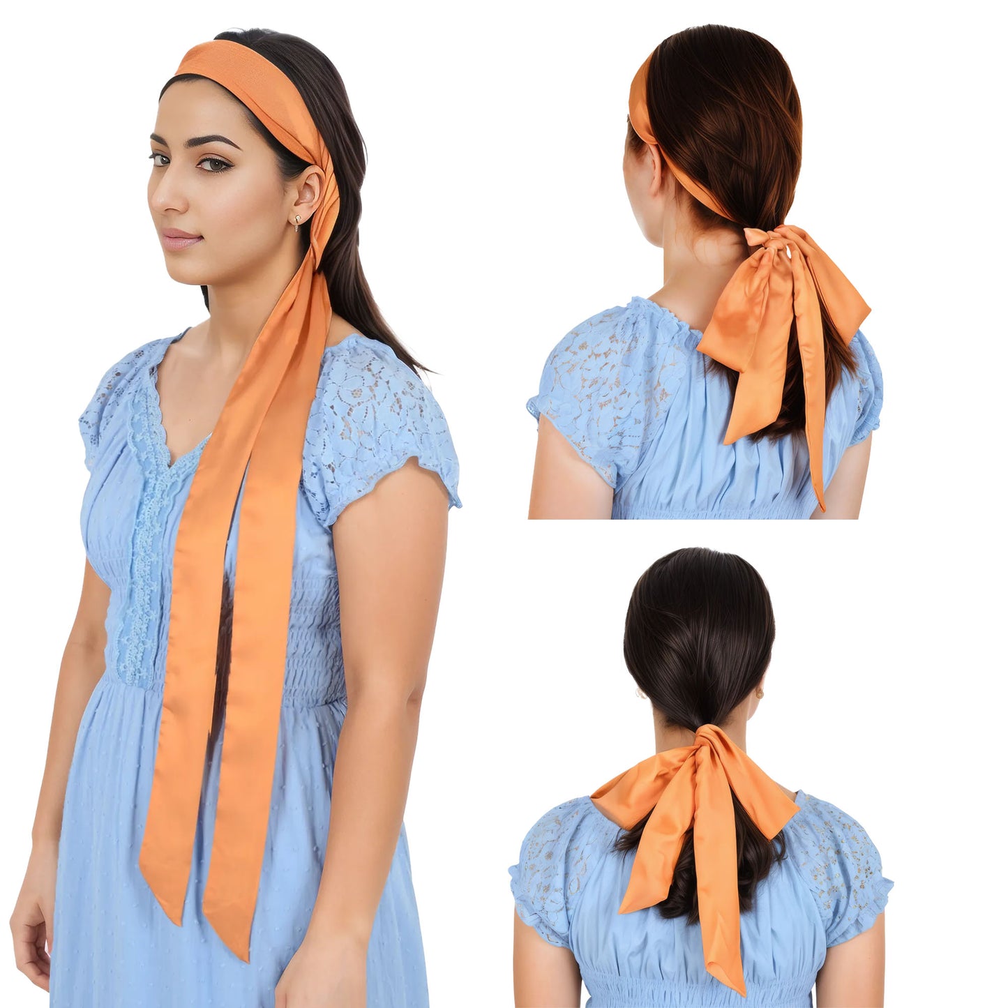 Alilang Women's Solid Color Ribbon Scarf Long Neckerchief Satin Belt Necktie Headscarf Narrow Scarf