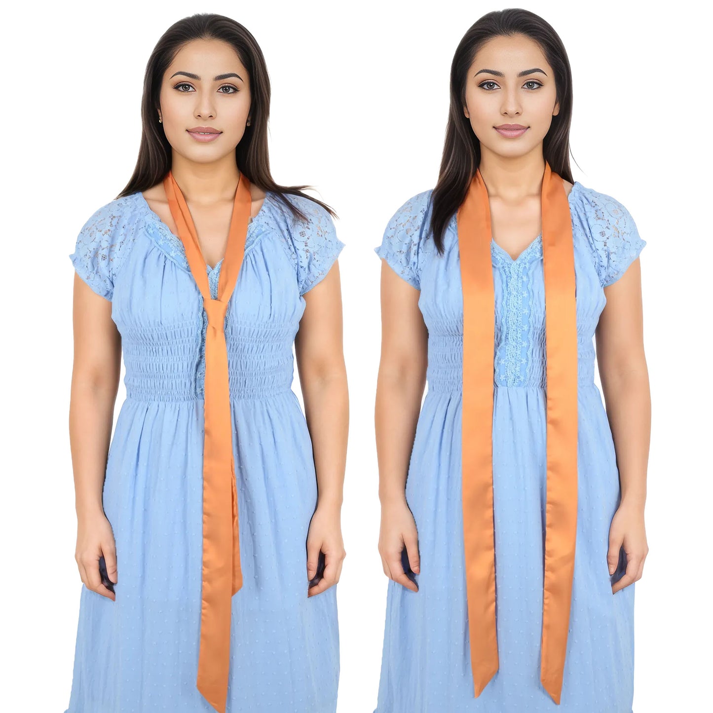 Alilang Women's Solid Color Ribbon Scarf Long Neckerchief Satin Belt Necktie Headscarf Narrow Scarf