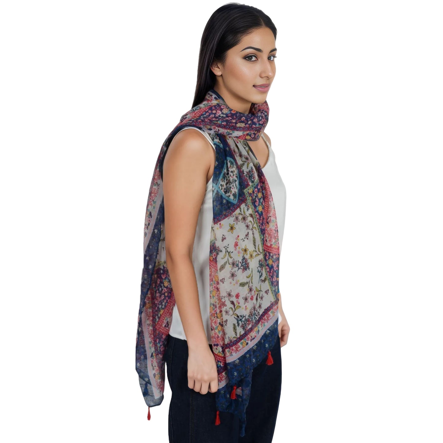 Anna-Kaci Women's Boho Floral Printed Scarf Fashion Fringed Colorful Shawl Wrap Scarves