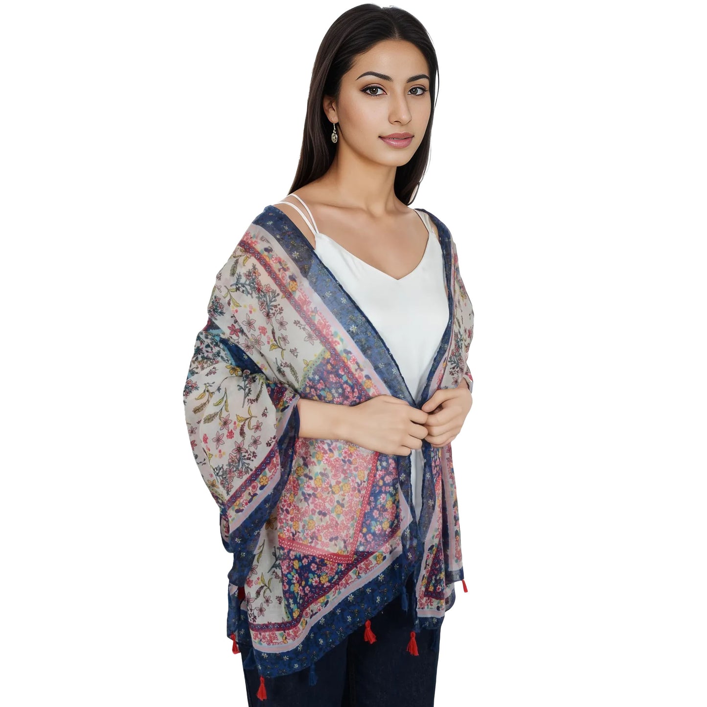 Anna-Kaci Women's Boho Floral Printed Scarf Fashion Fringed Colorful Shawl Wrap Scarves