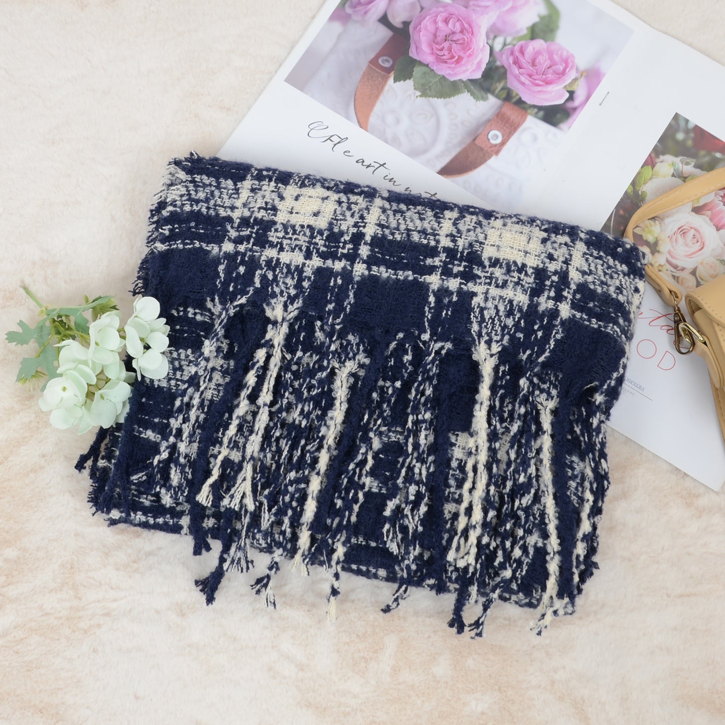 Anna-Kaci Plaid Winter Scarf Fringed Soft Warm Wrap Shawl Scarf for Women 23.6 x 70.9 inch