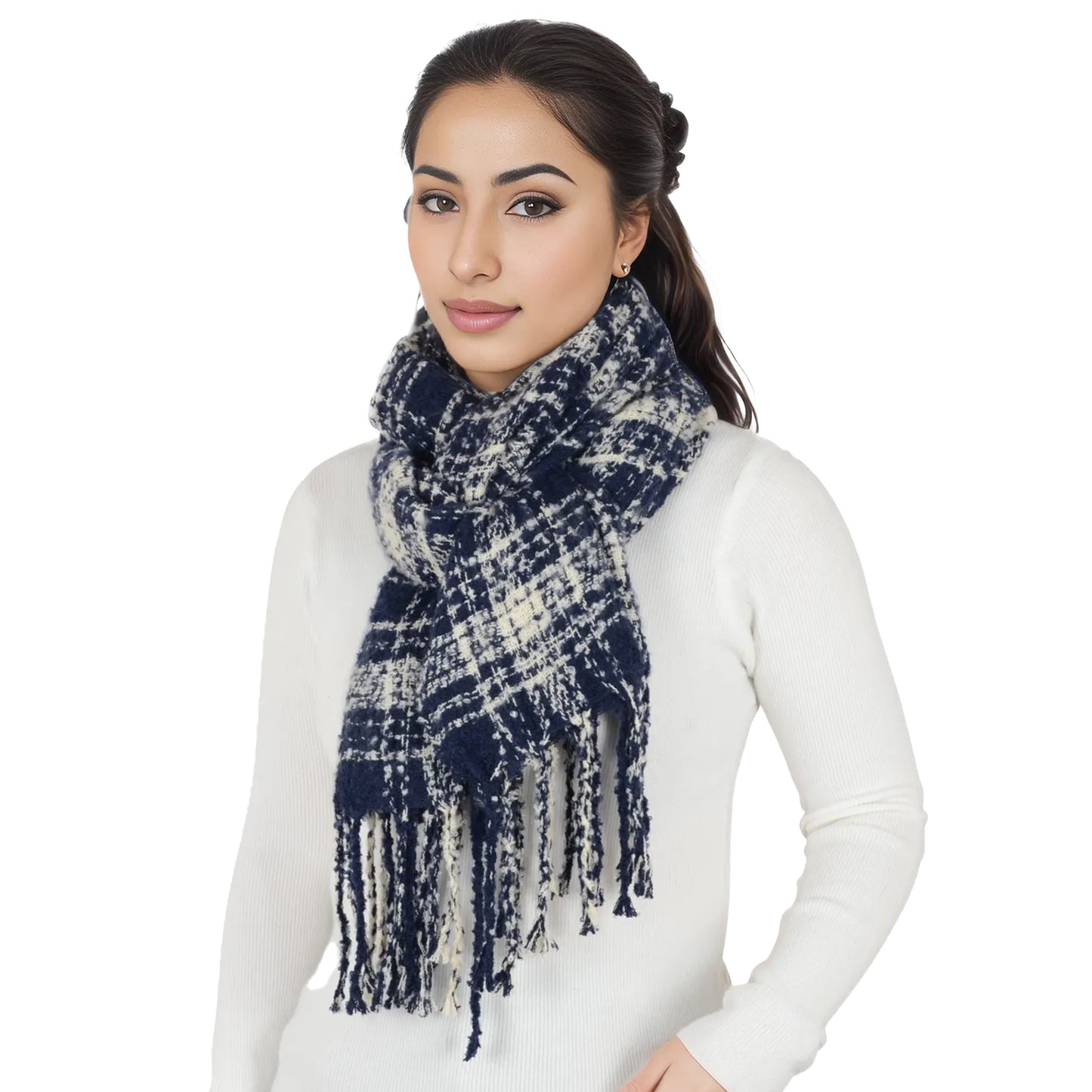 Anna-Kaci Plaid Winter Scarf Fringed Soft Warm Wrap Shawl Scarf for Women 23.6 x 70.9 inch