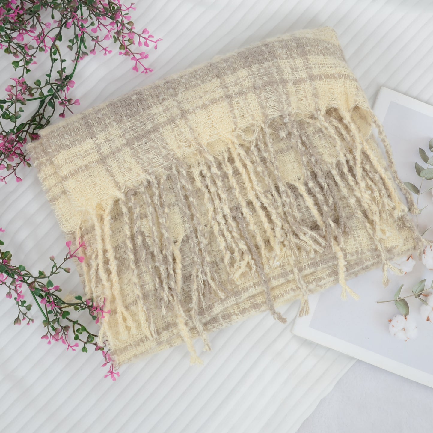 Anna-Kaci Plaid Winter Scarf Fringed Soft Warm Wrap Shawl Scarf for Women 23.6 x 70.9 inch