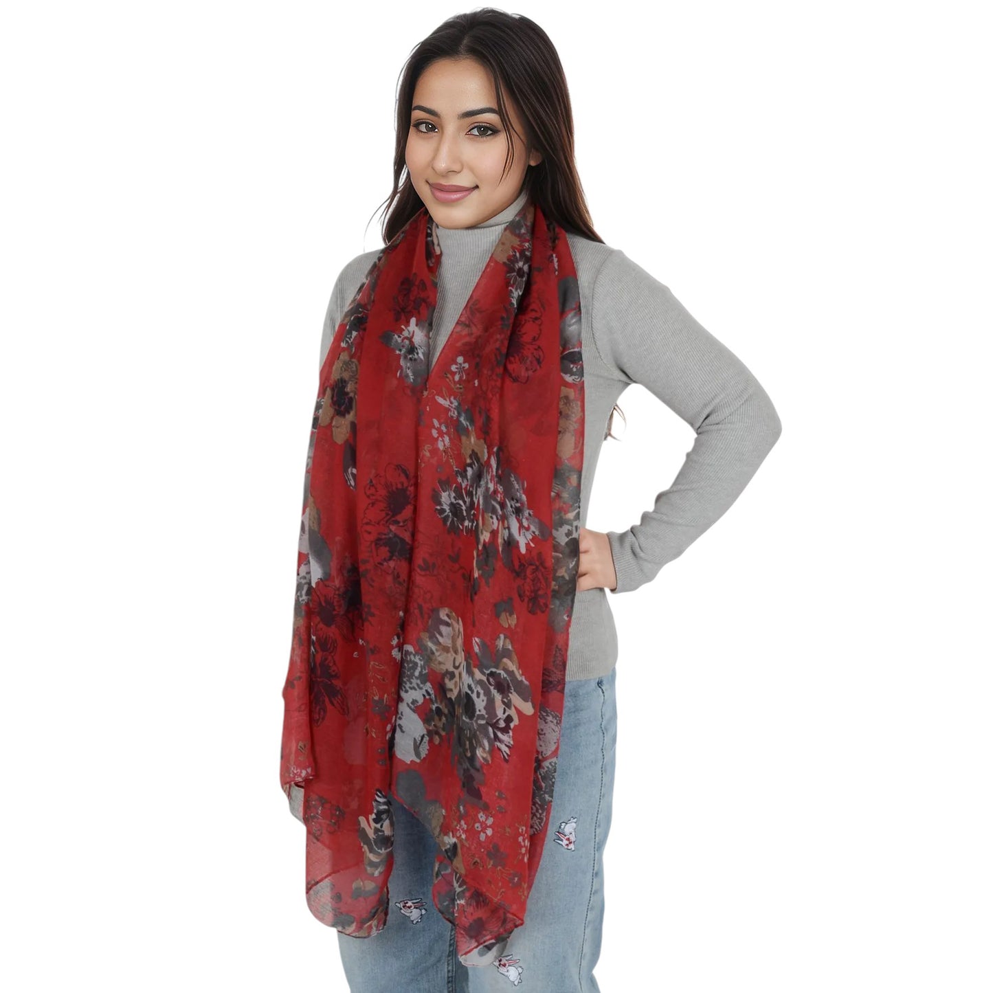 Anna-Kaci Fashion Floral Print Scarves Lightweight Winter Wrap Scarf Head Shawl for Women