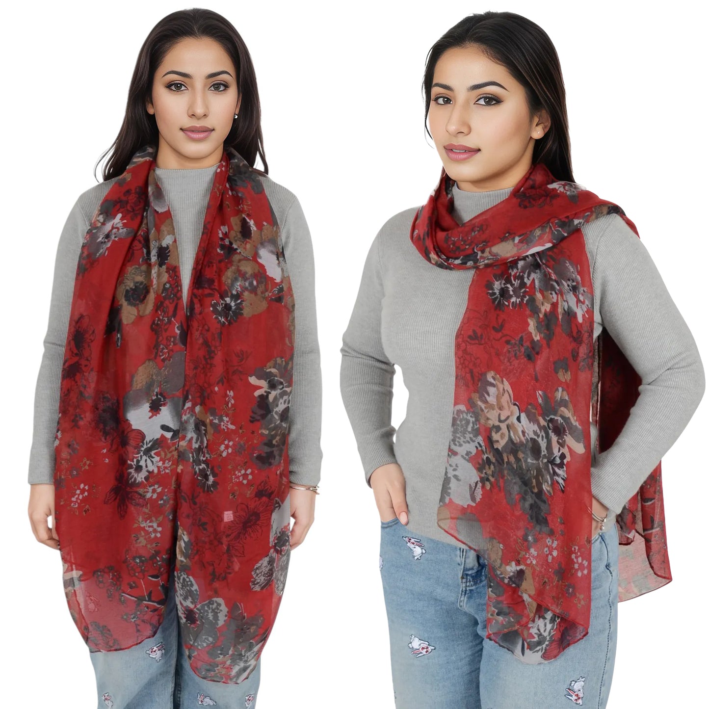 Anna-Kaci Fashion Floral Print Scarves Lightweight Winter Wrap Scarf Head Shawl for Women