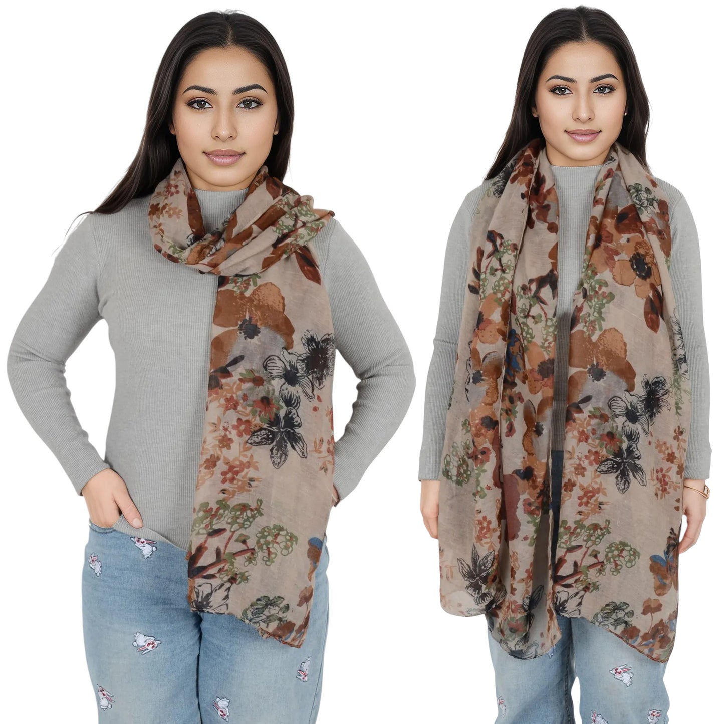 Anna-Kaci Fashion Floral Print Scarves Lightweight Winter Wrap Scarf Head Shawl for Women