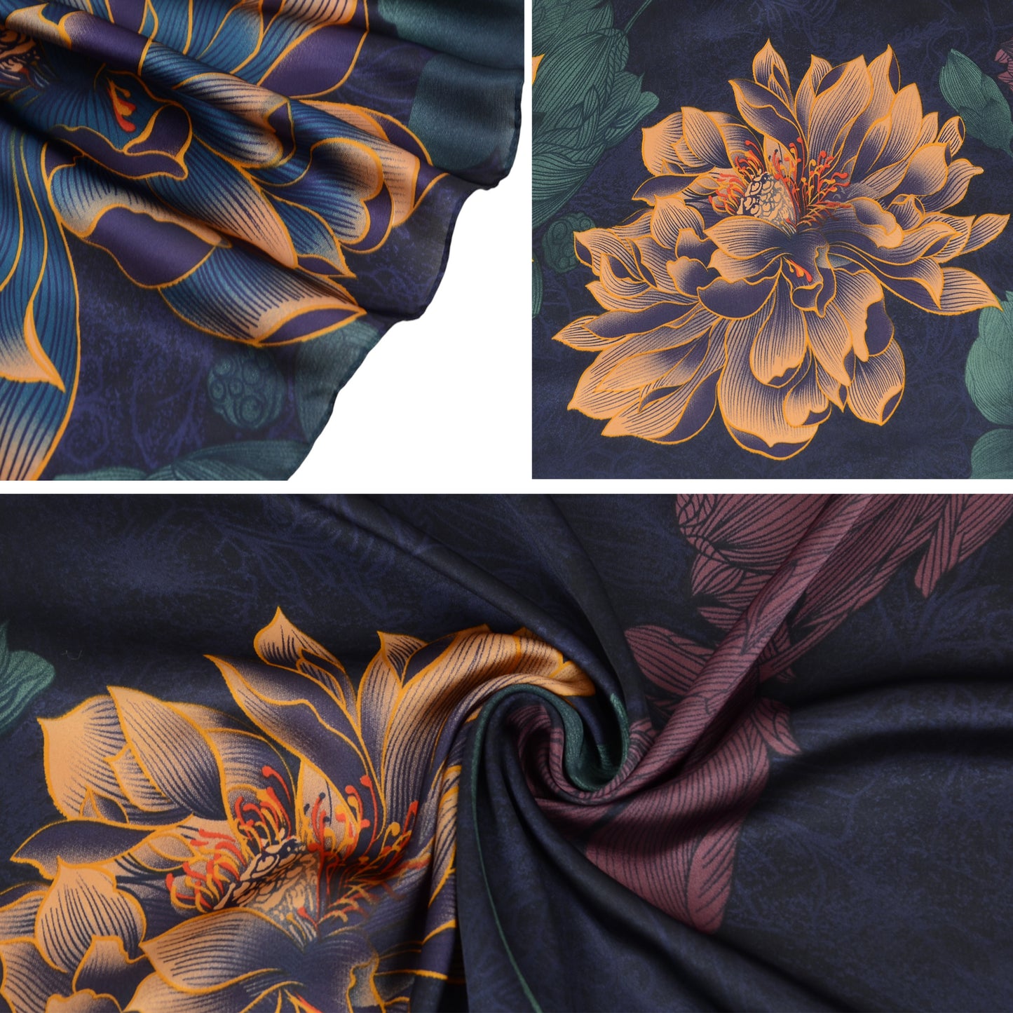 Anna-Kaci Women's Luxury Floral Pattern Satin Scarf Lightweight Silky Wrap Shawl Scarves for Evening Dresses