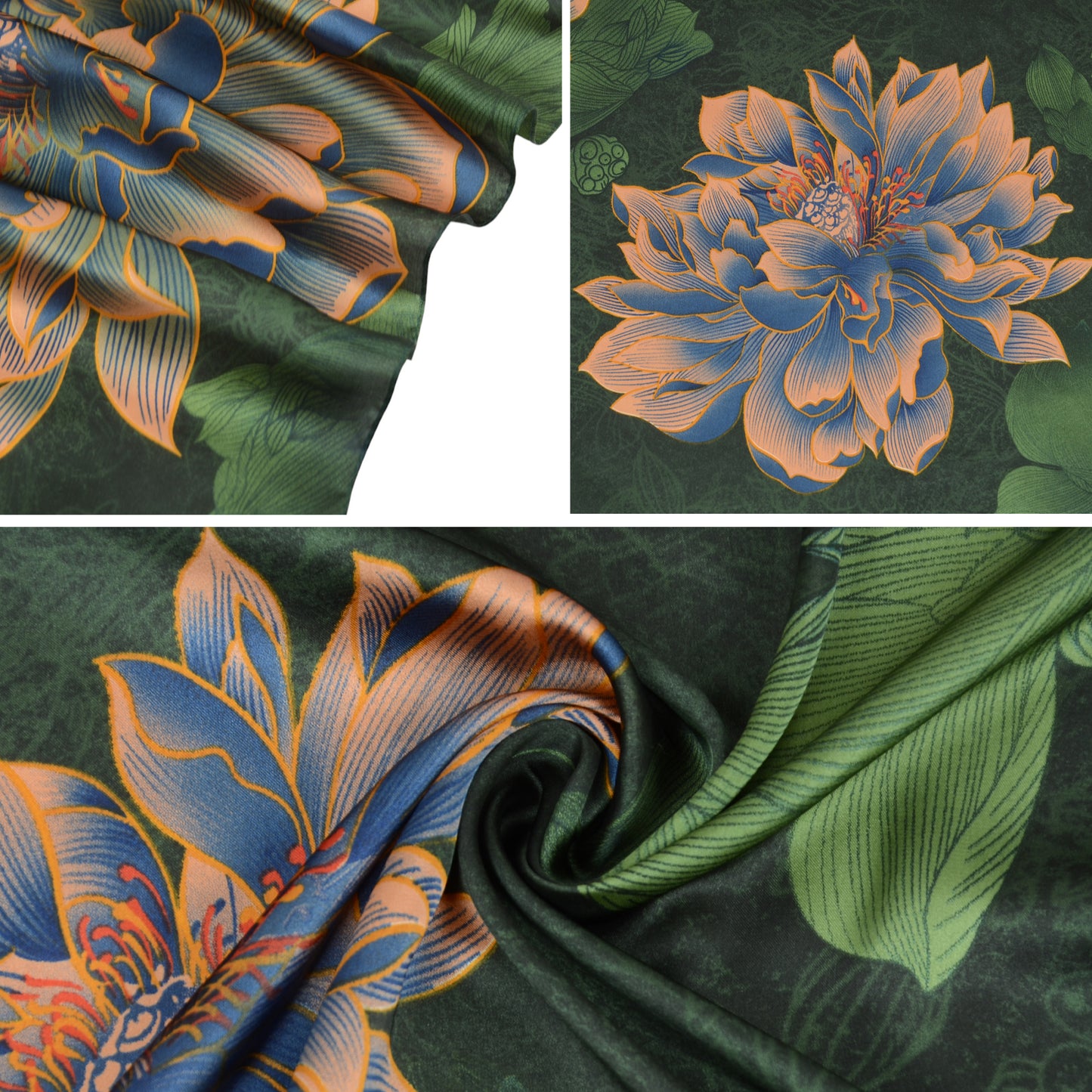 Anna-Kaci Women's Luxury Floral Pattern Satin Scarf Lightweight Silky Wrap Shawl Scarves for Evening Dresses