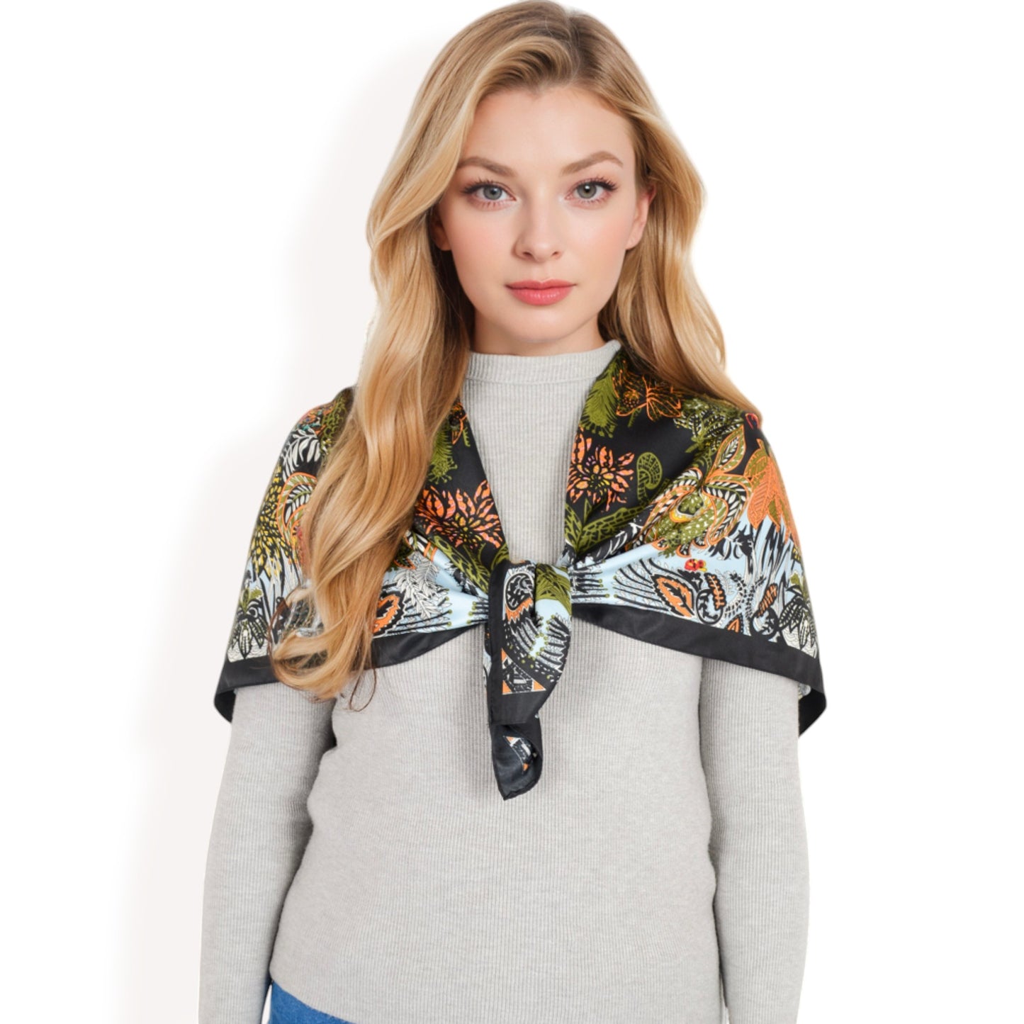 Anna-Kaci Women's Floral Pattern Square Scarf with Vibrant Prints and Elegant Square Design