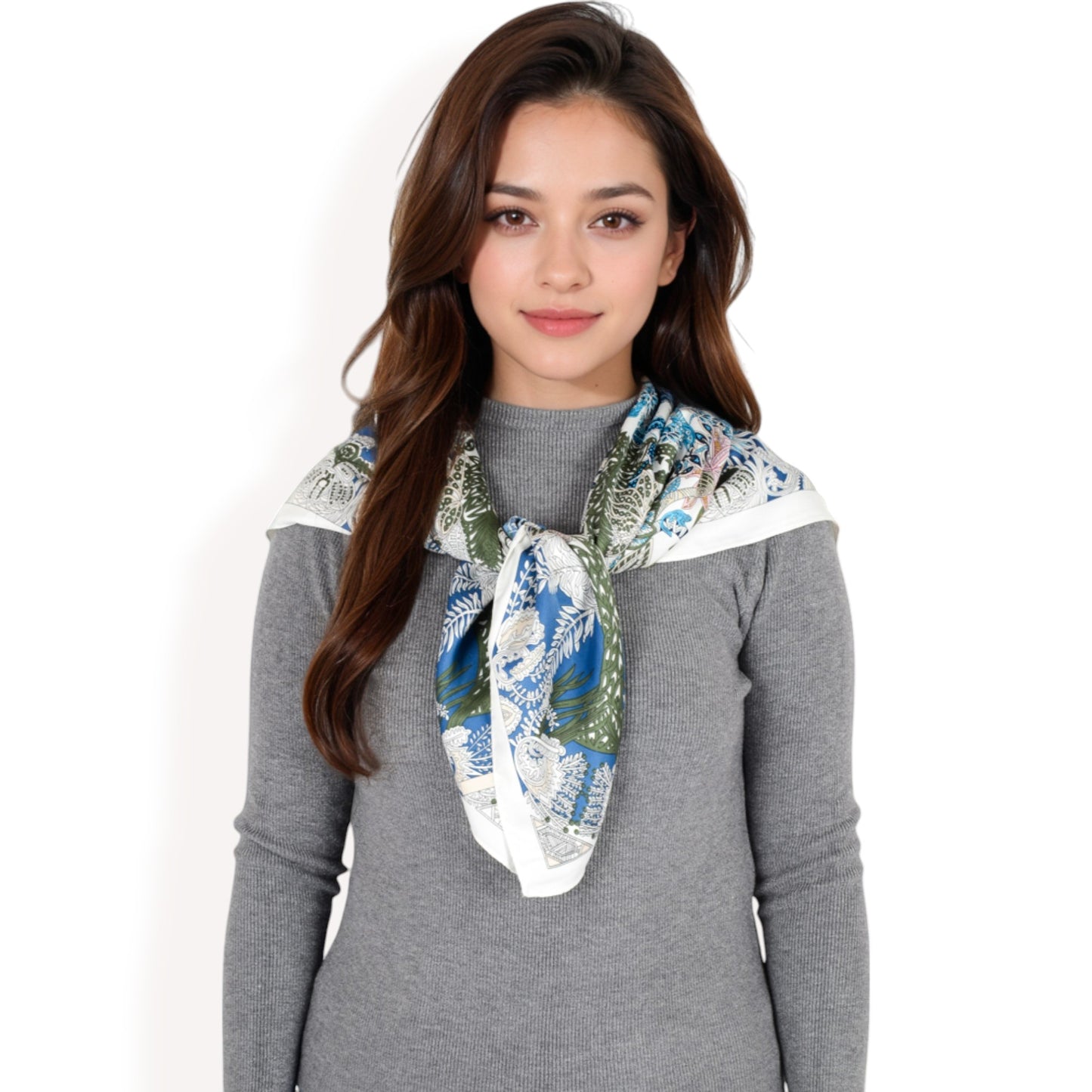 Anna-Kaci Women's Floral Pattern Square Scarf with Vibrant Prints and Elegant Square Design