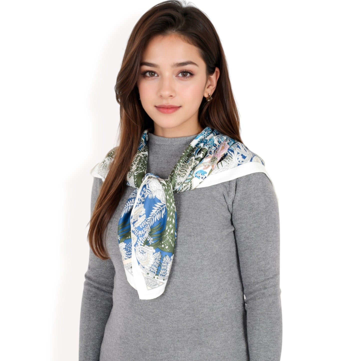Anna-Kaci Women's Floral Pattern Square Scarf with Vibrant Prints and Elegant Square Design