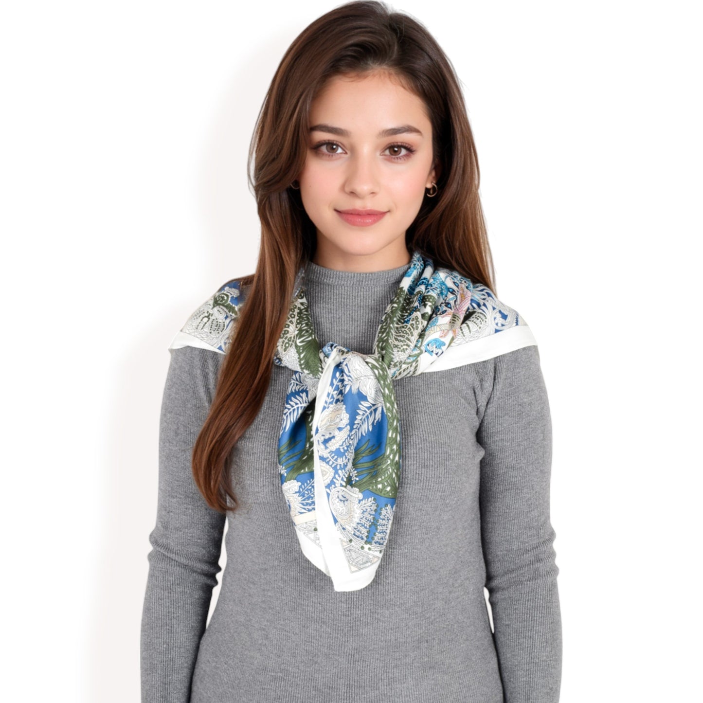 Anna-Kaci Women's Floral Pattern Square Scarf with Vibrant Prints and Elegant Square Design