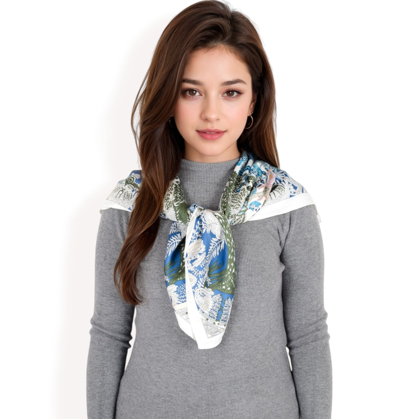 Anna-Kaci Women's Floral Pattern Square Scarf with Vibrant Prints and Elegant Square Design