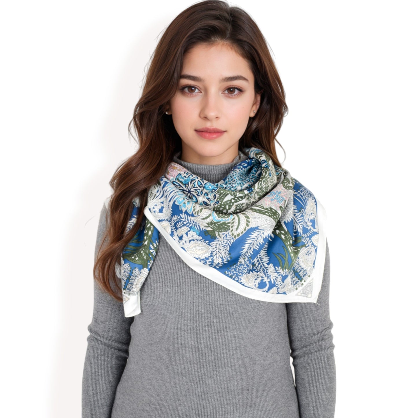 Anna-Kaci Women's Floral Pattern Square Scarf with Vibrant Prints and Elegant Square Design