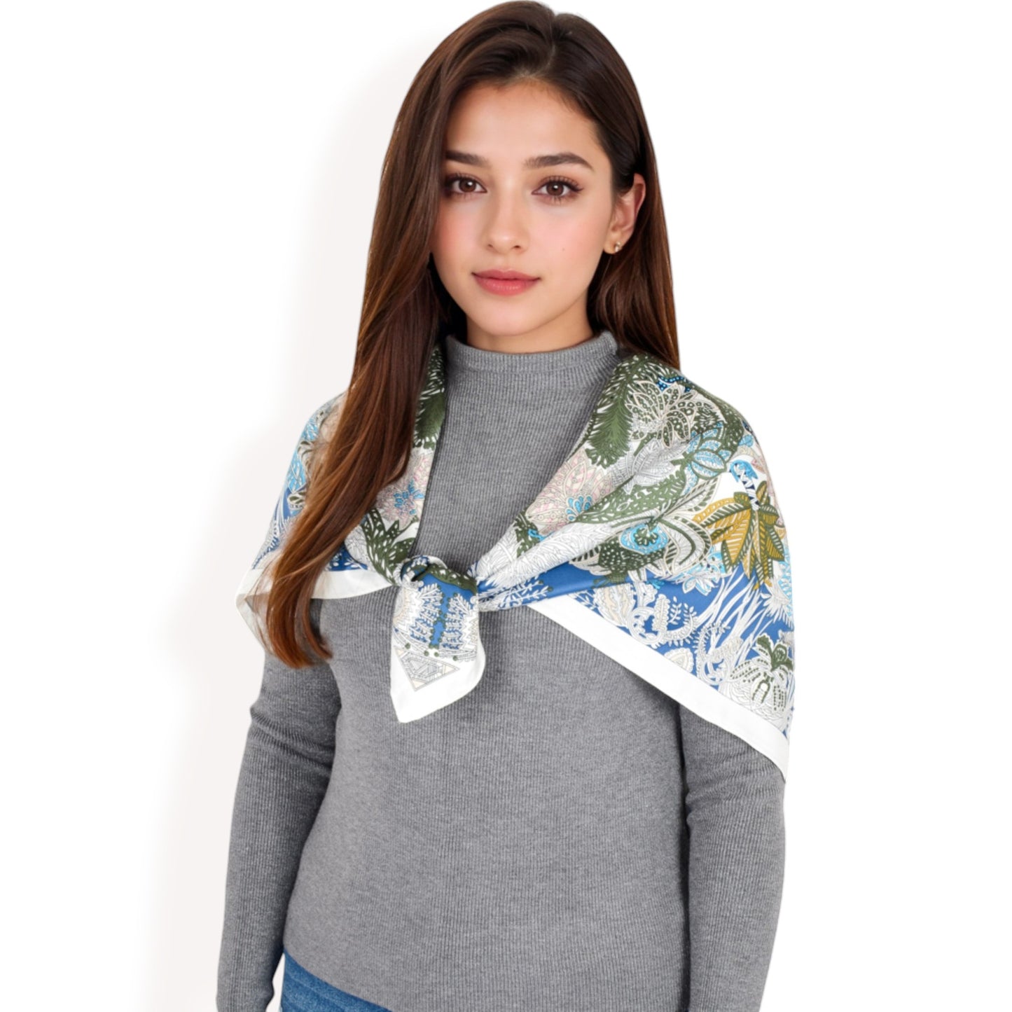 Anna-Kaci Women's Floral Pattern Square Scarf with Vibrant Prints and Elegant Square Design