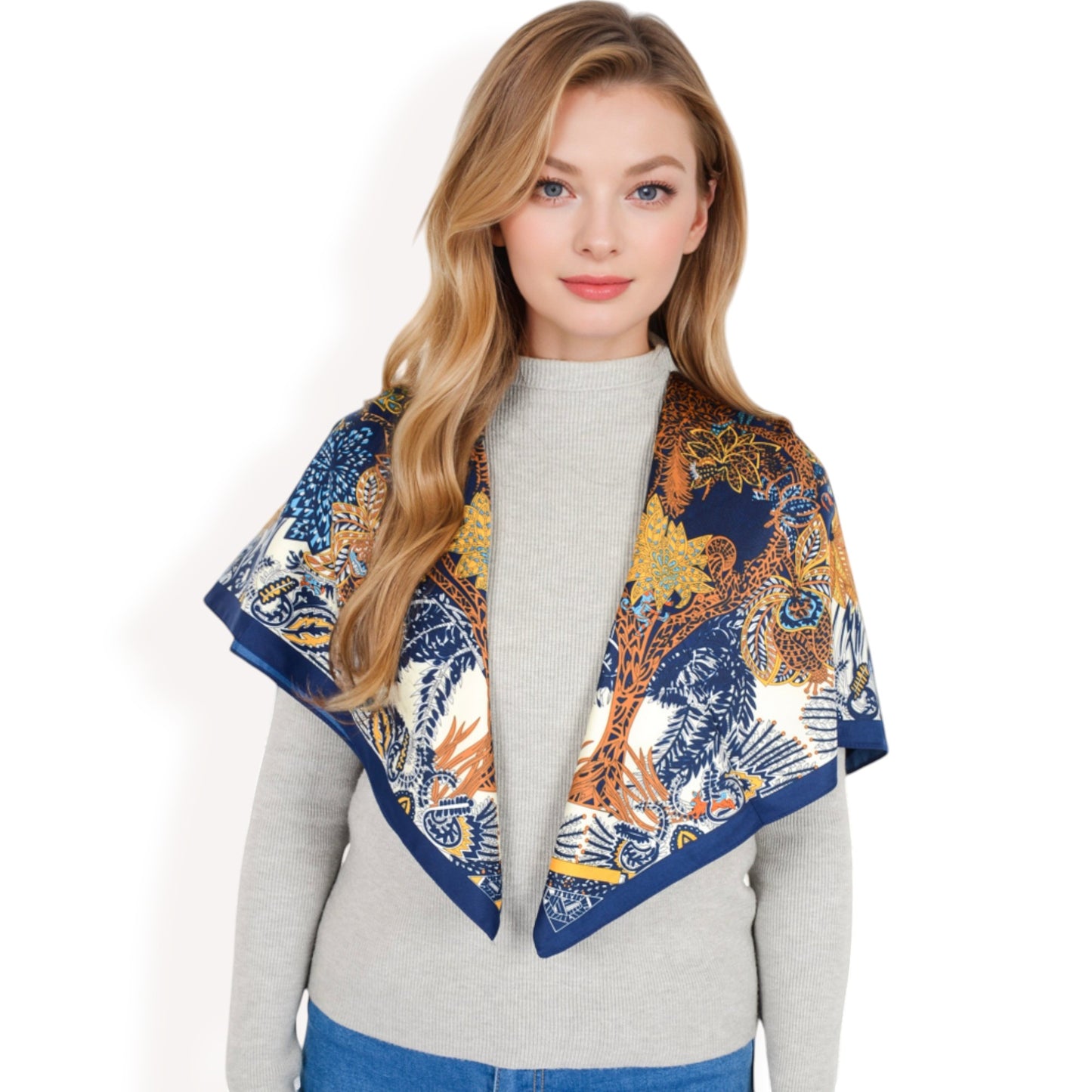 Anna-Kaci Women's Floral Pattern Square Scarf with Vibrant Prints and Elegant Square Design