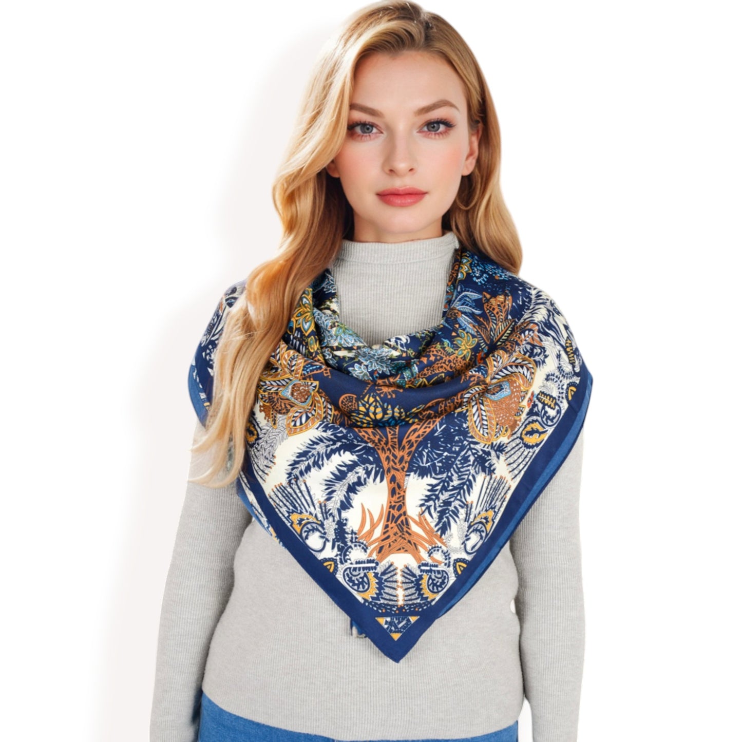 Anna-Kaci Women's Floral Pattern Square Scarf with Vibrant Prints and Elegant Square Design