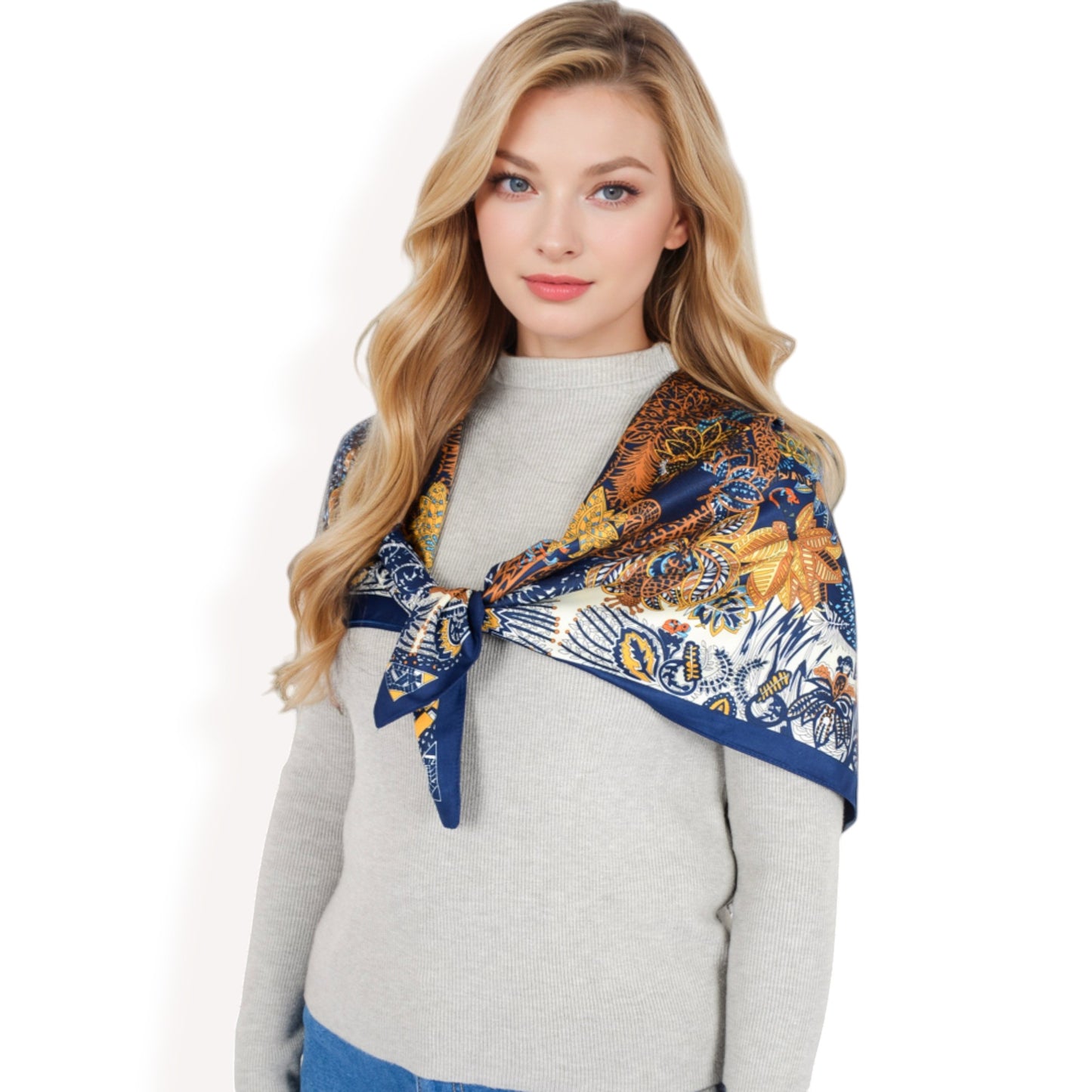 Anna-Kaci Women's Floral Pattern Square Scarf with Vibrant Prints and Elegant Square Design