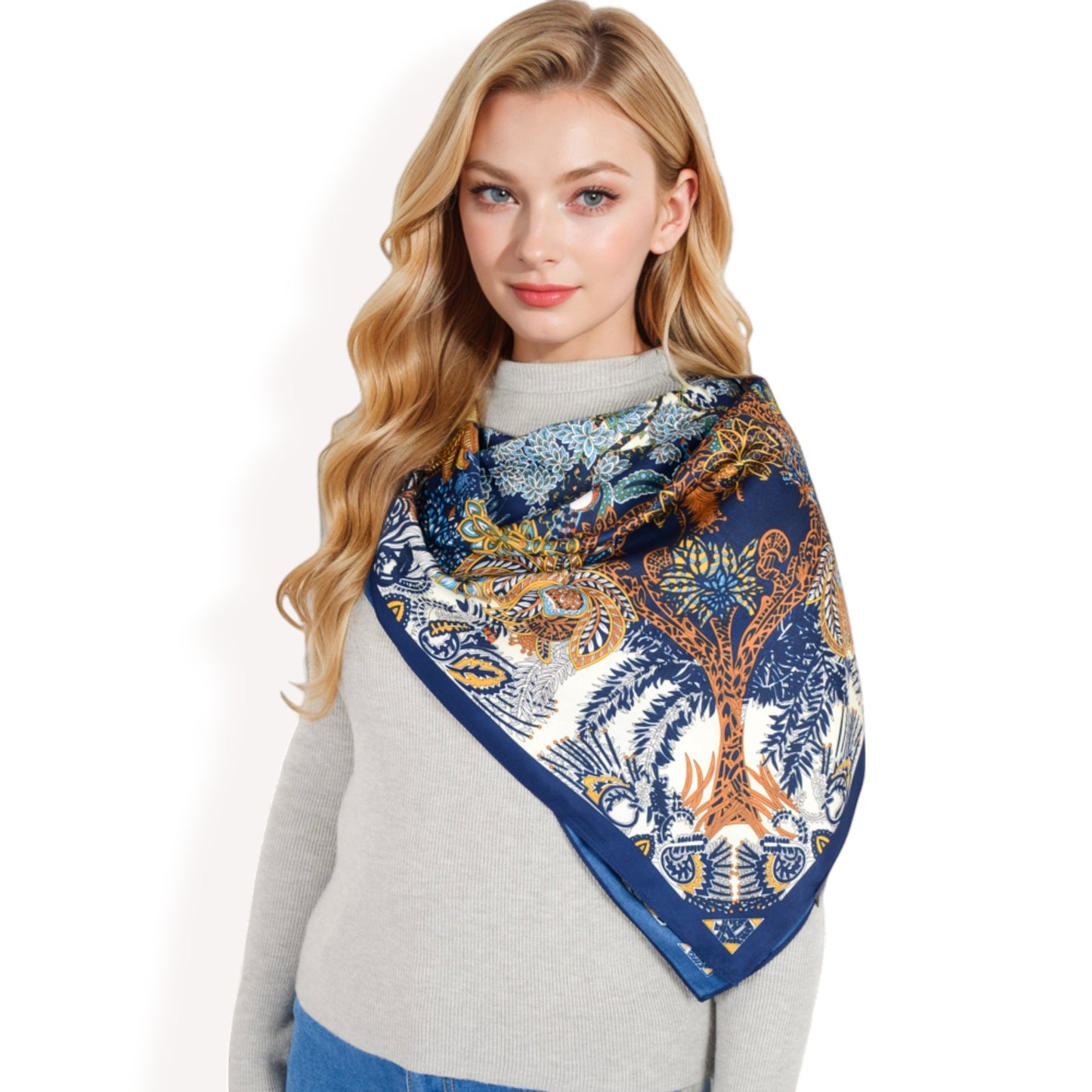 Anna-Kaci Women's Floral Pattern Square Scarf with Vibrant Prints and Elegant Square Design