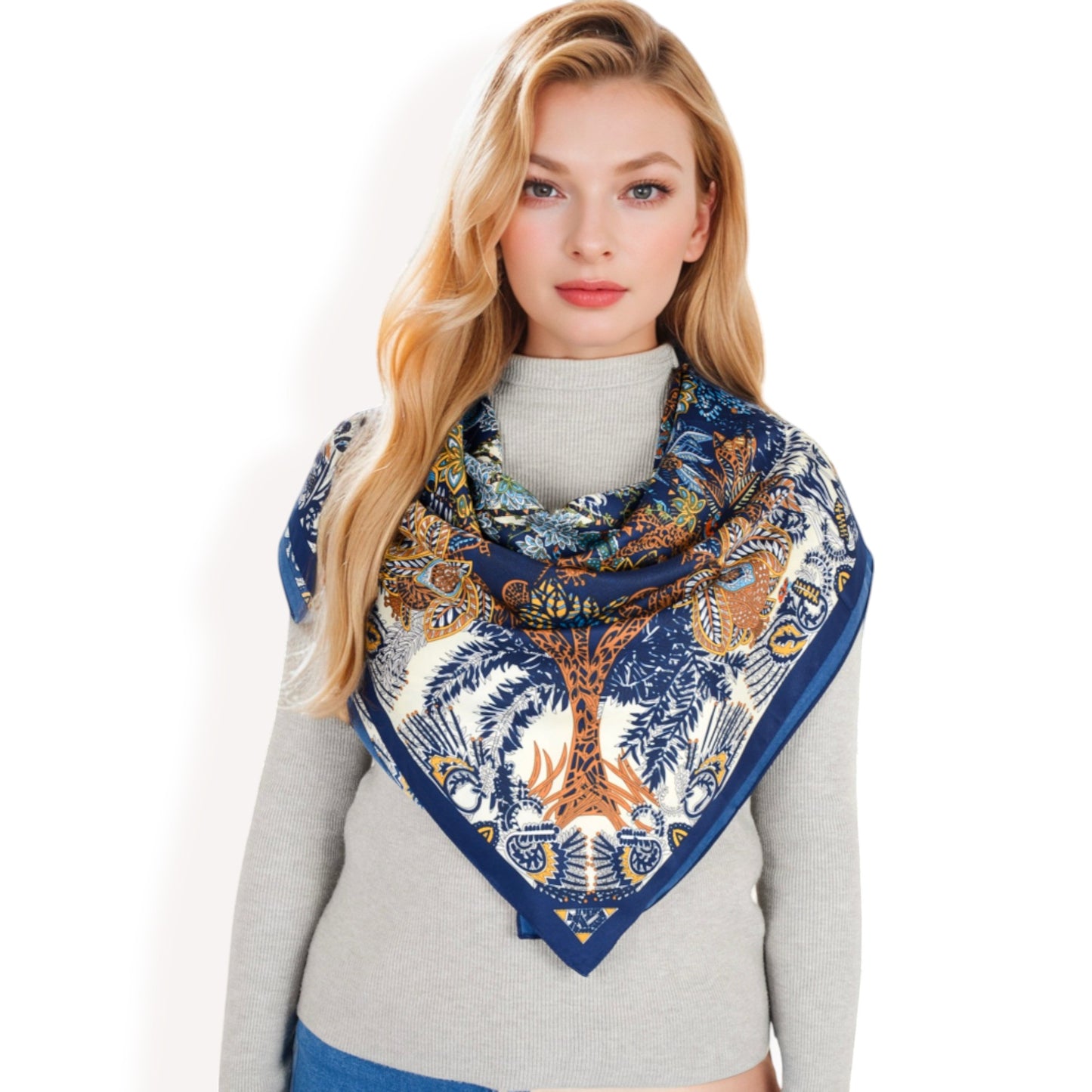 Anna-Kaci Women's Floral Pattern Square Scarf with Vibrant Prints and Elegant Square Design