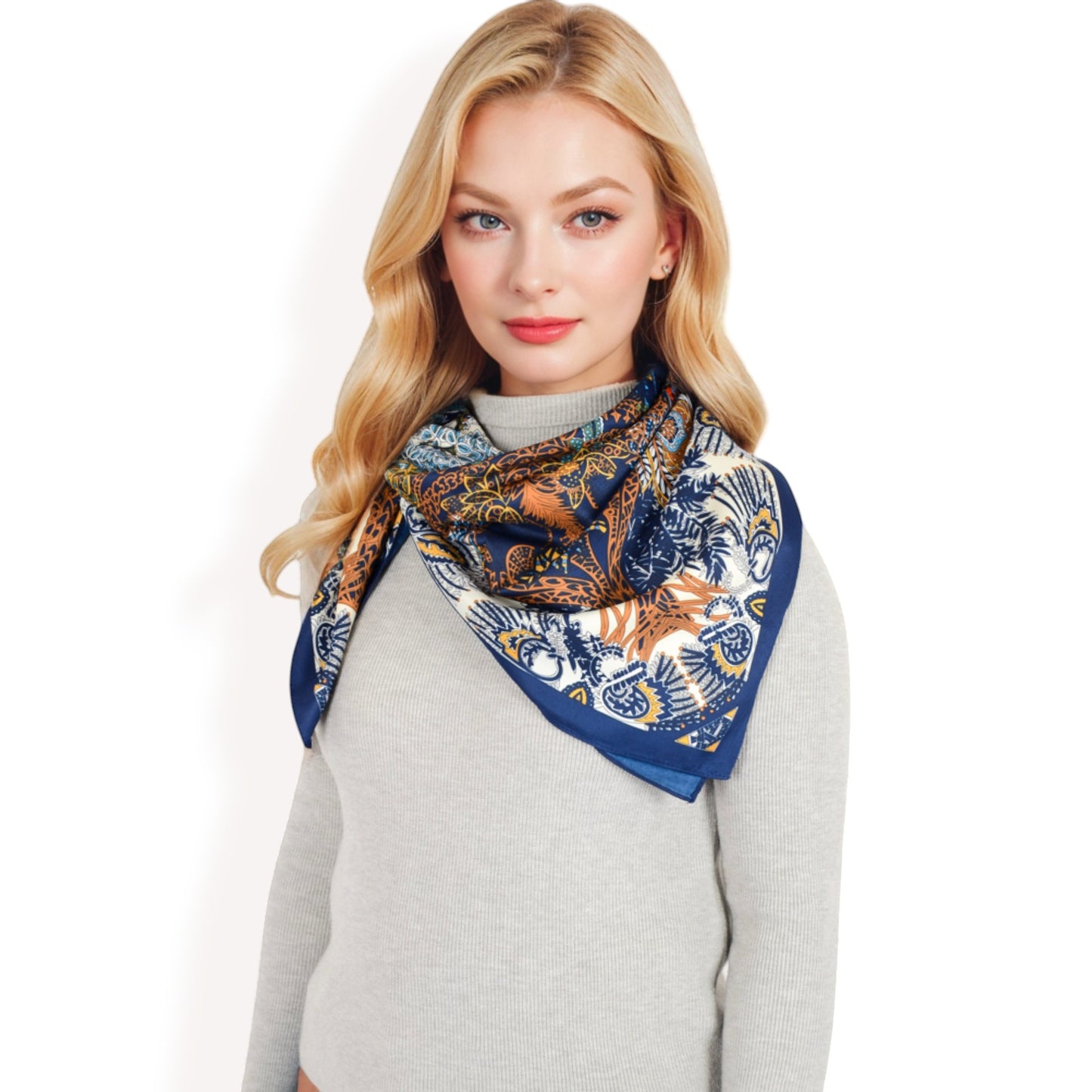 Anna-Kaci Women's Floral Pattern Square Scarf with Vibrant Prints and Elegant Square Design