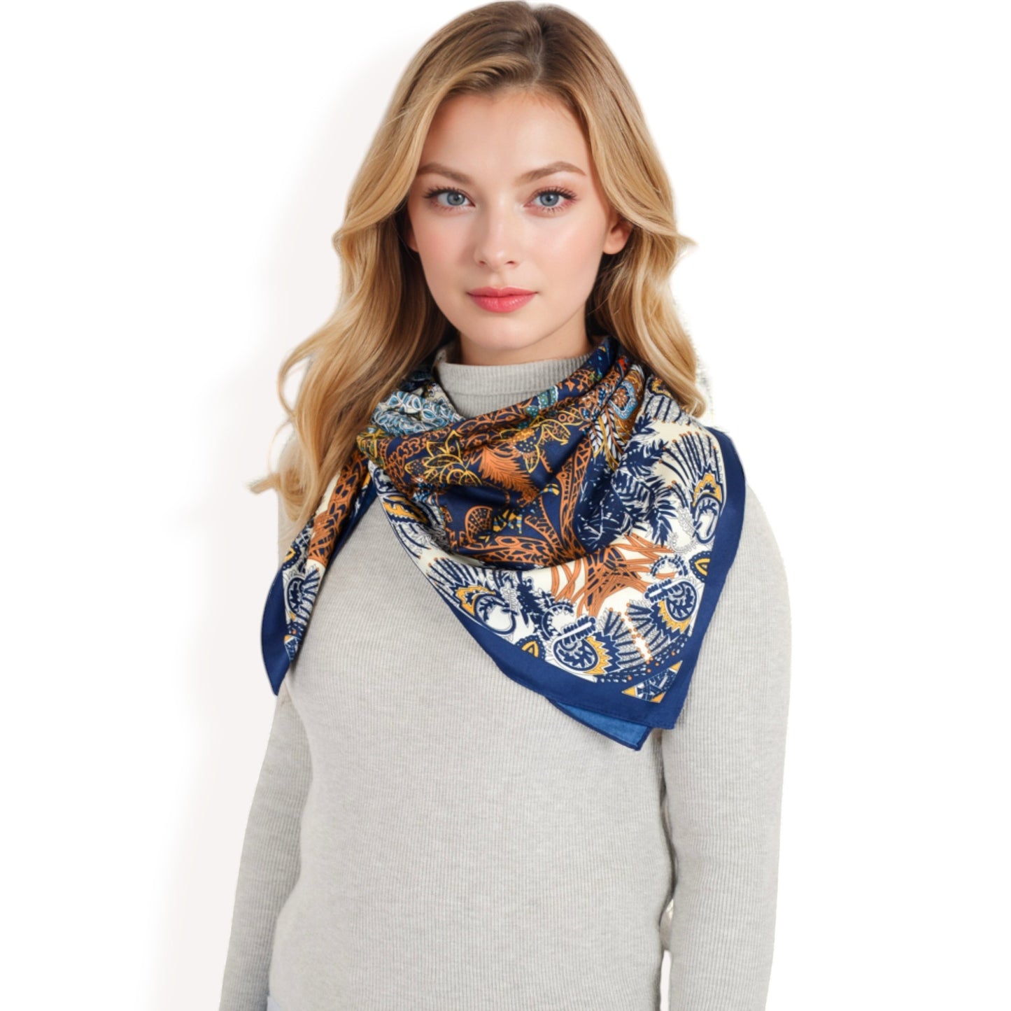 Anna-Kaci Women's Floral Pattern Square Scarf with Vibrant Prints and Elegant Square Design