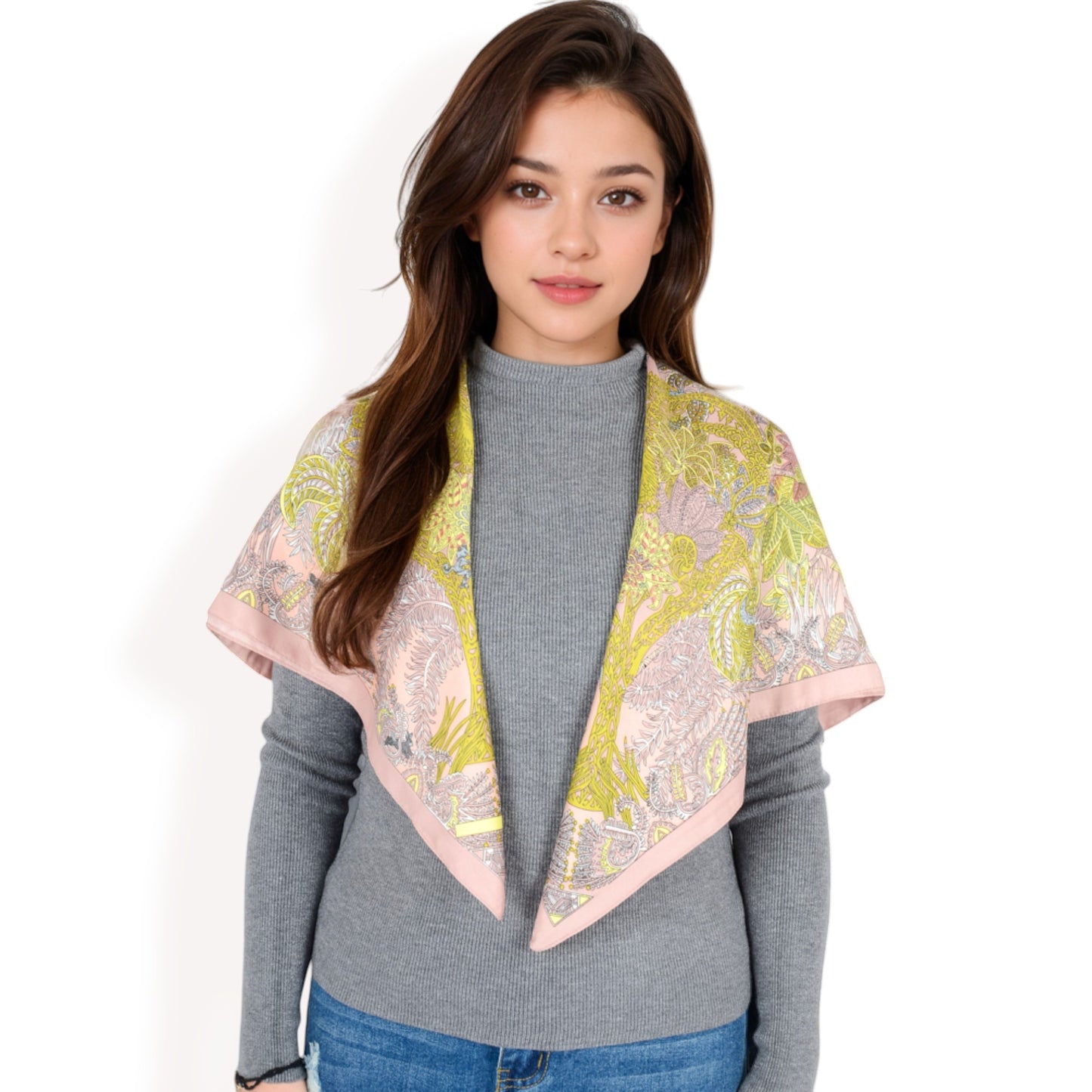 Anna-Kaci Women's Floral Pattern Square Scarf with Vibrant Prints and Elegant Square Design